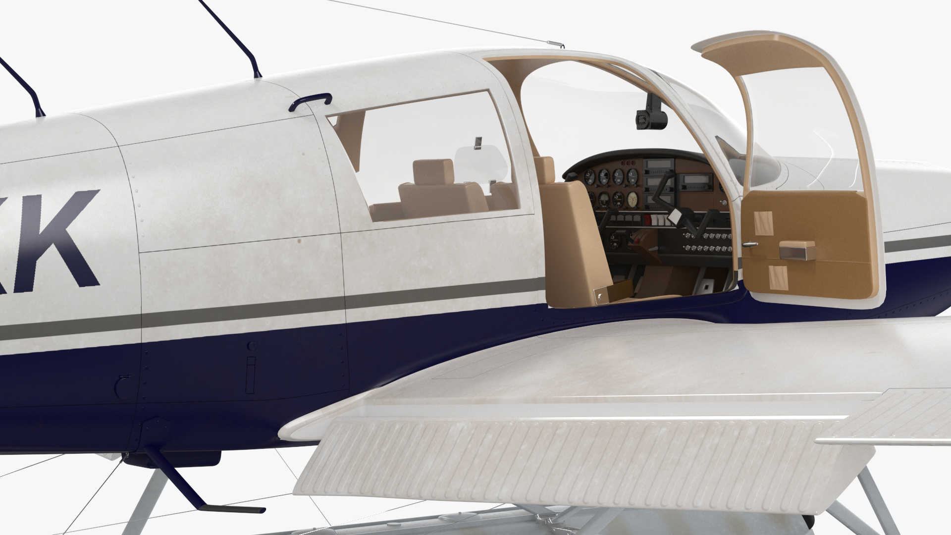 3D model Single Engine Seaplane Piper PA-28 Cherokee Rigged