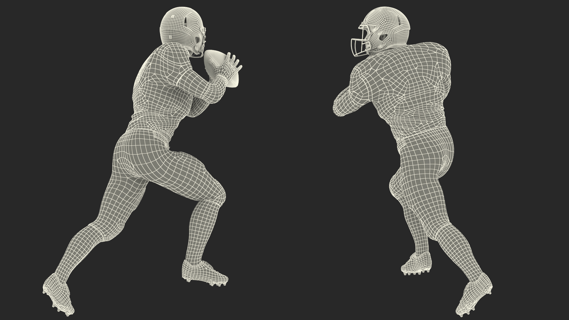 Buffalo Bills American Football Player Running The Ball Fur 3D model