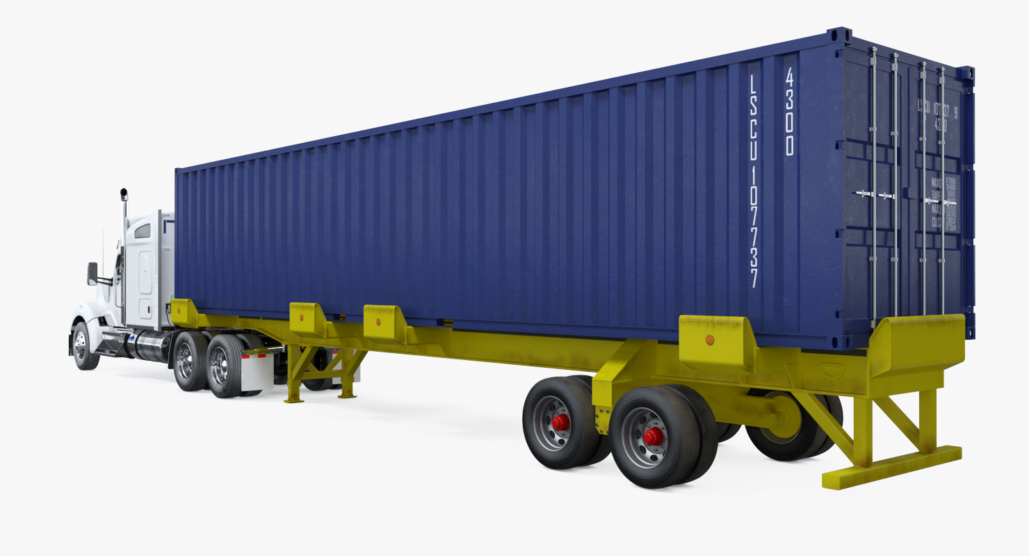 Truck with 48ft ISO Container 3D model