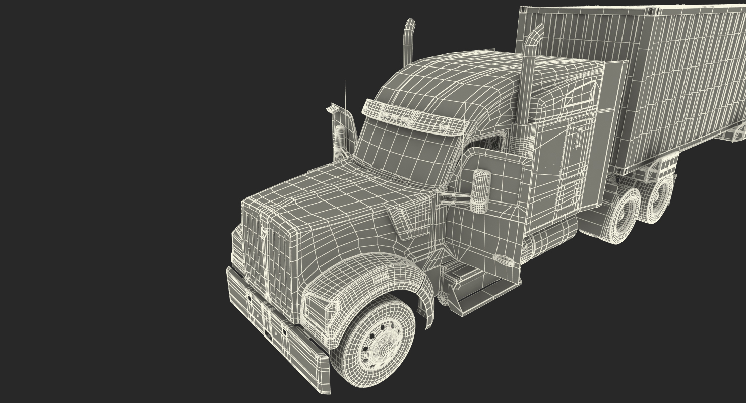 Truck with 48ft ISO Container 3D model