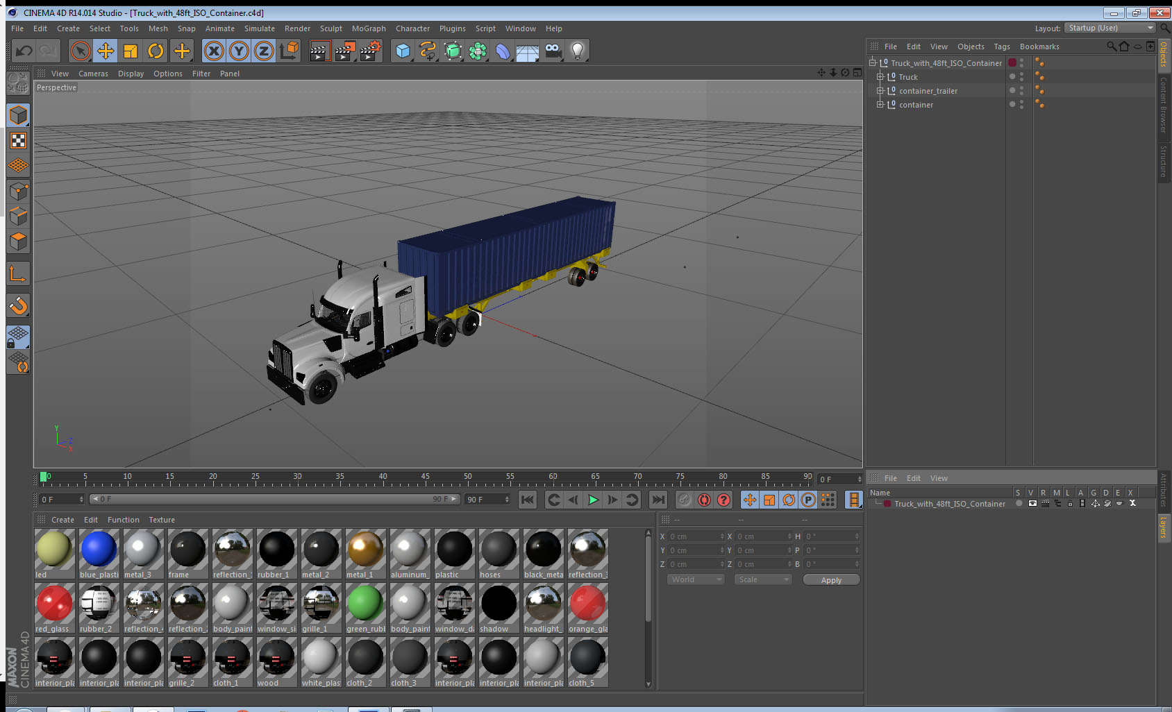 Truck with 48ft ISO Container 3D model