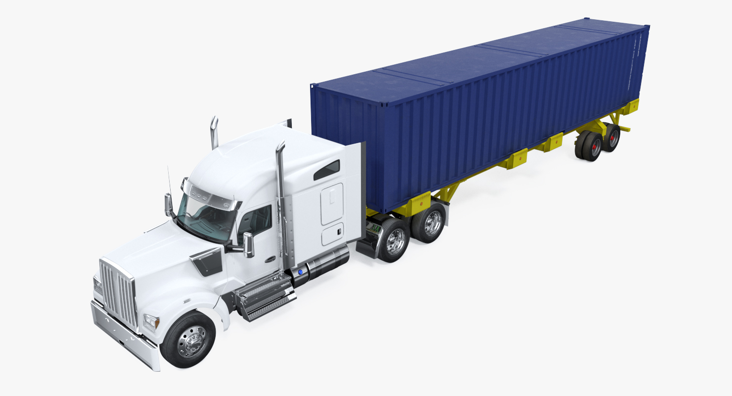 Truck with 48ft ISO Container 3D model