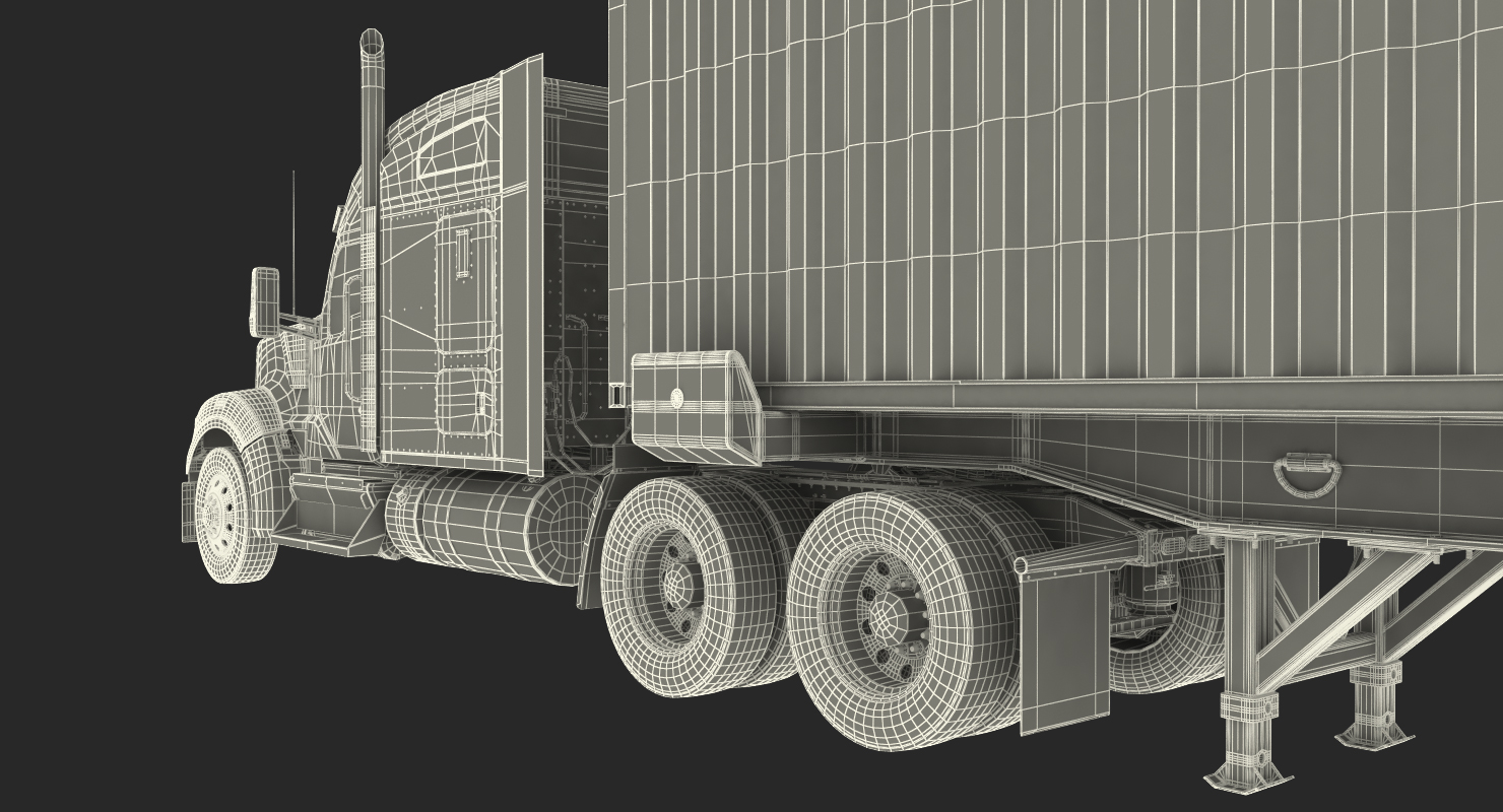 Truck with 48ft ISO Container 3D model