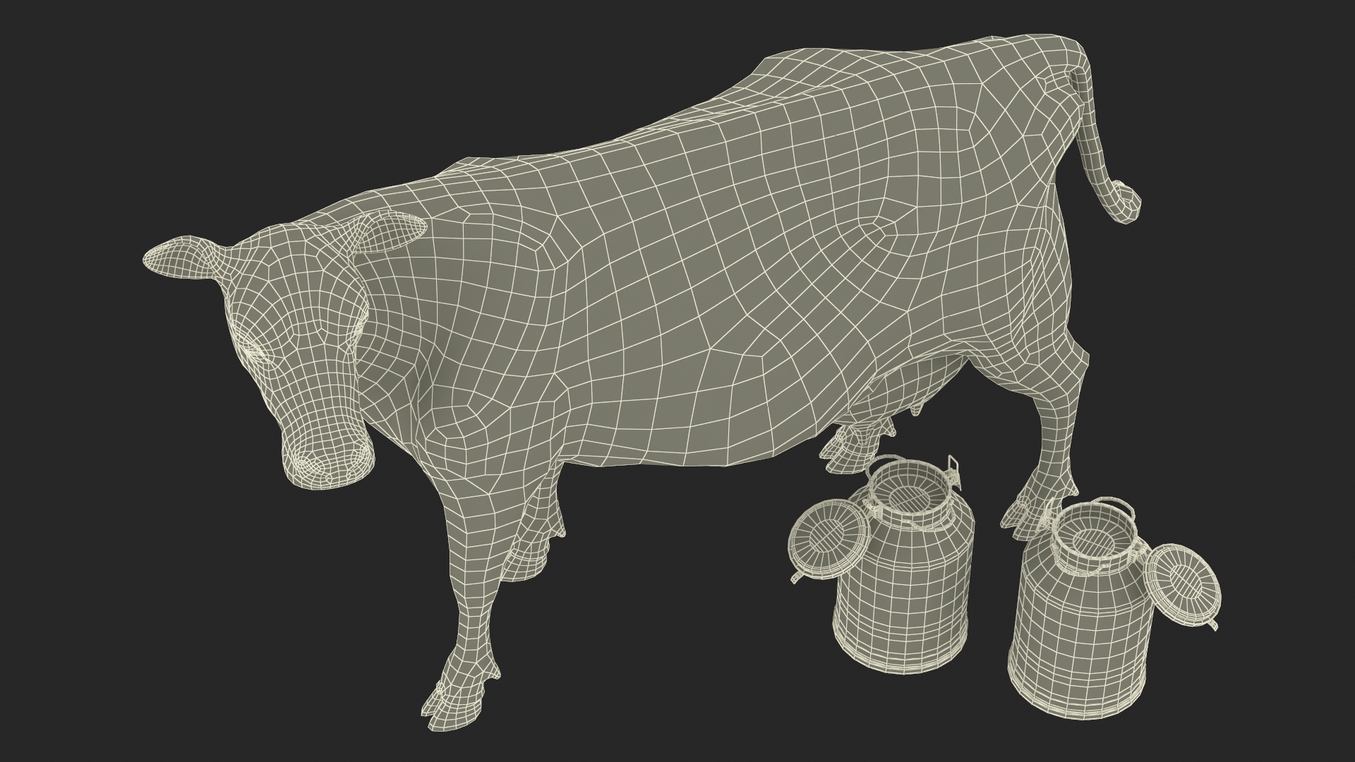 Jersey Heifer and Milk Bucket 3D model