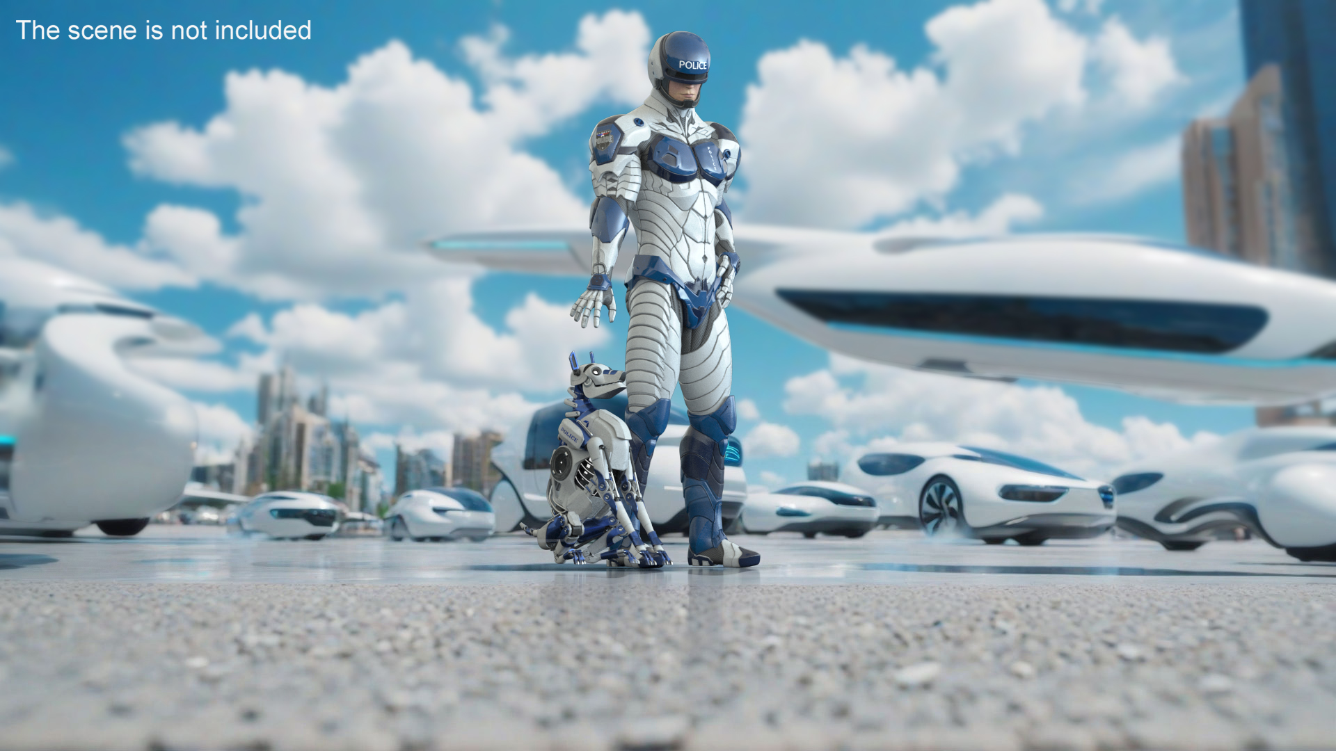 Sci Fi Cop with Robotic Dog 3D