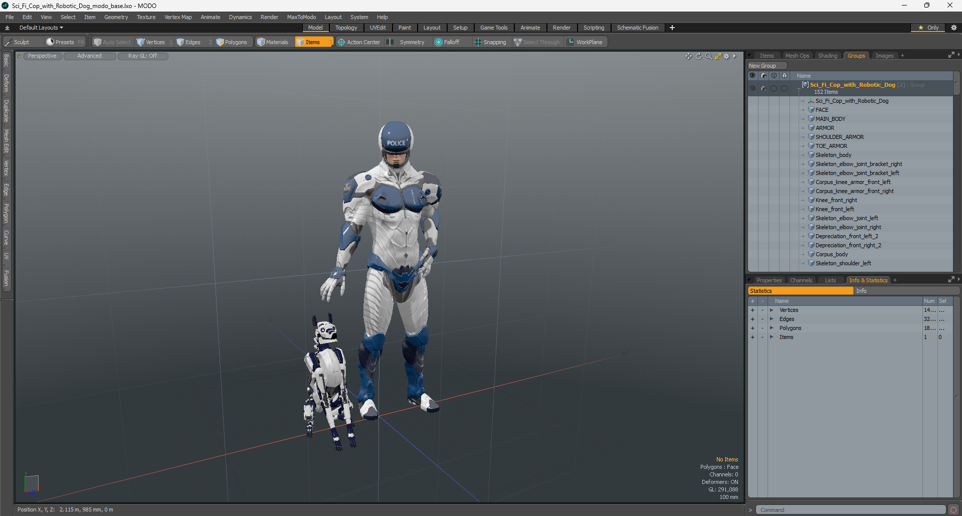 Sci Fi Cop with Robotic Dog 3D