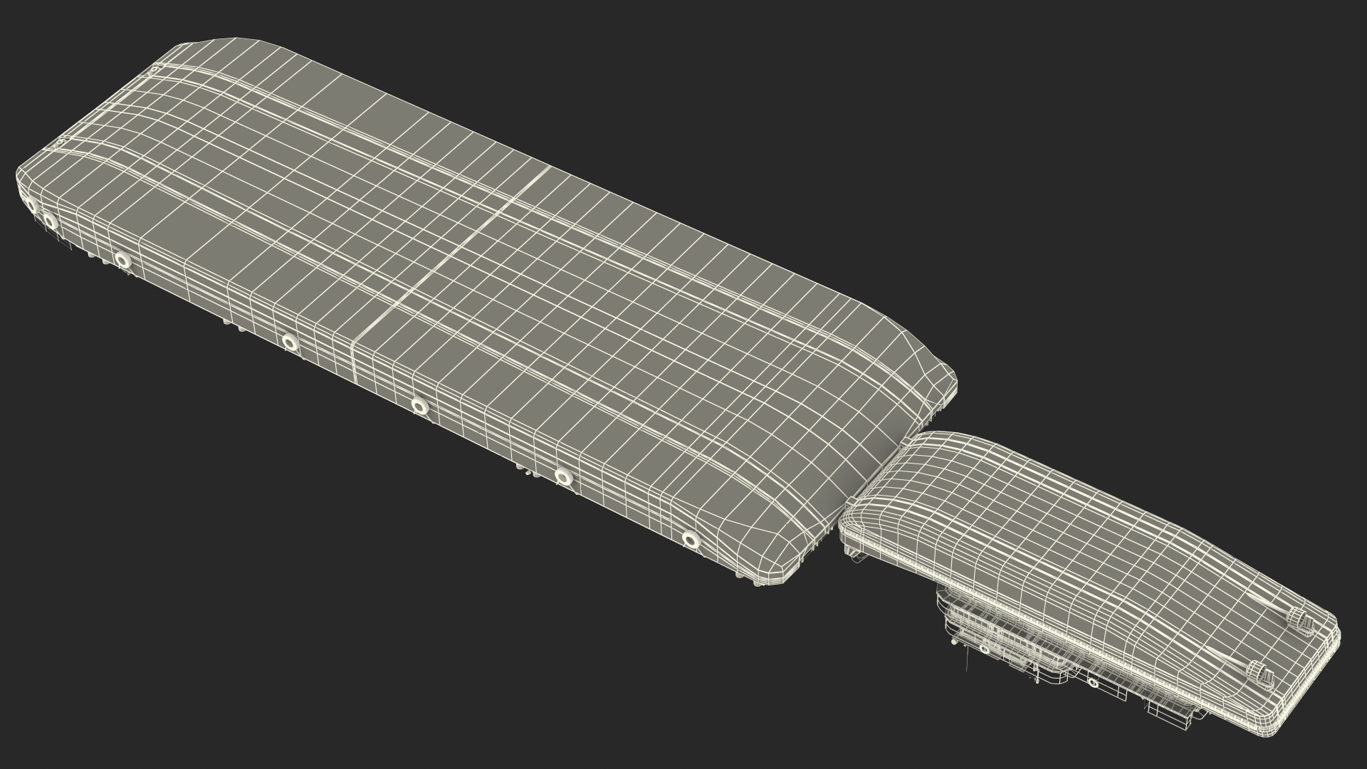 3D model Push Boat Ship with Pontoon Barge Loaded Coal