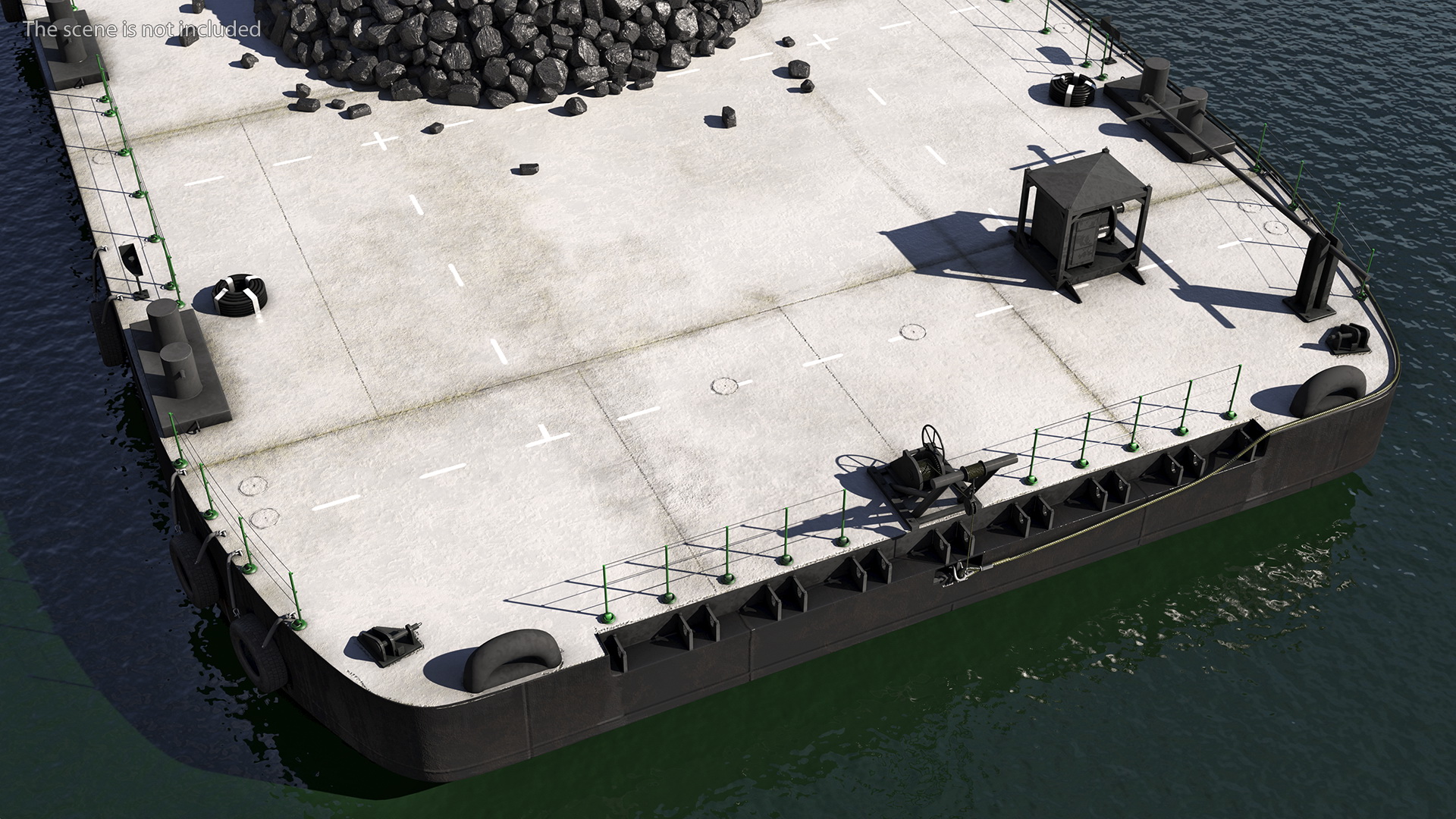 3D model Push Boat Ship with Pontoon Barge Loaded Coal