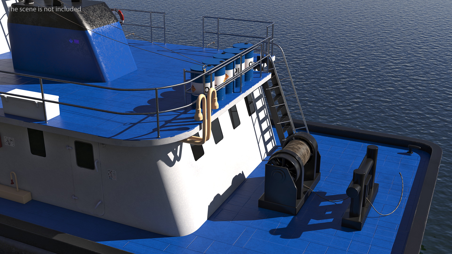 3D model Push Boat Ship with Pontoon Barge Loaded Coal