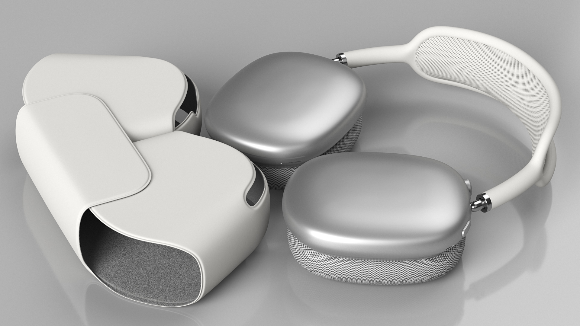 3D Silver AirPods Max with Case model