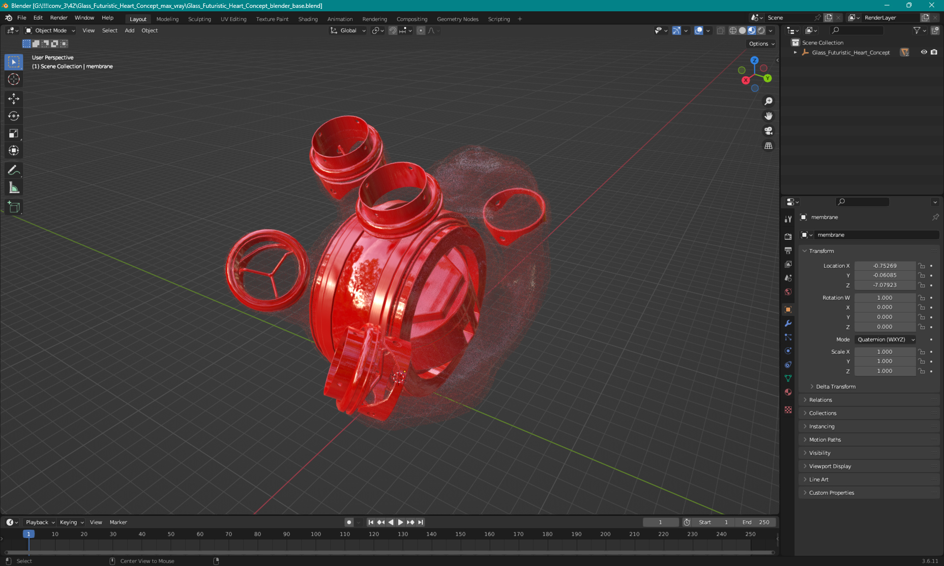 3D model Glass Futuristic Heart Concept