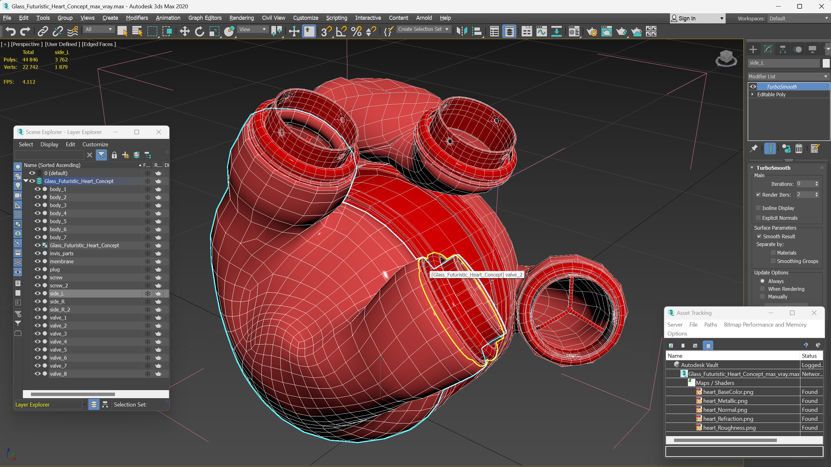 3D model Glass Futuristic Heart Concept