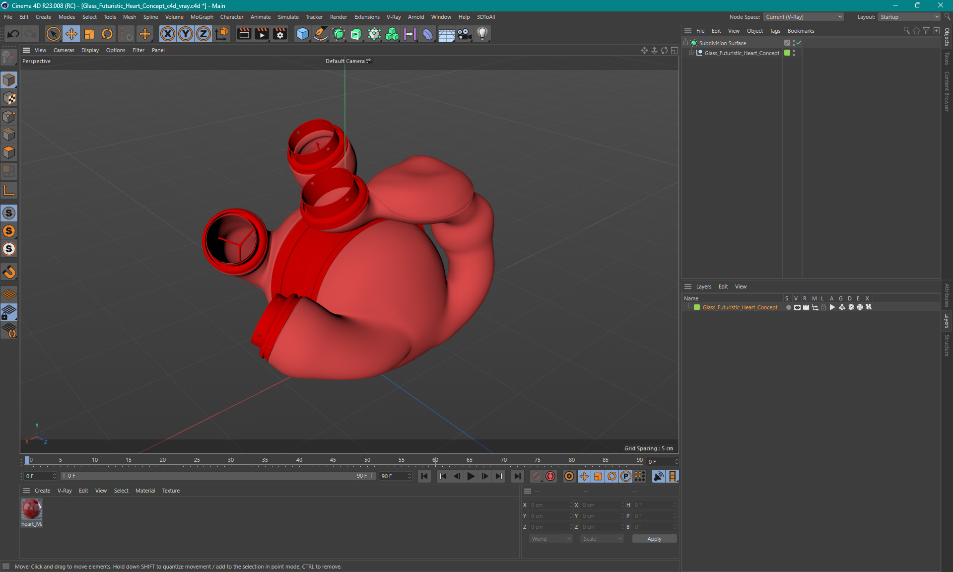 3D model Glass Futuristic Heart Concept