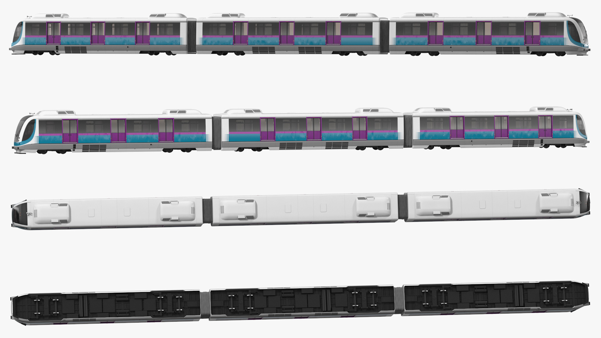 Urban Light Rail Train Rigged 3D model