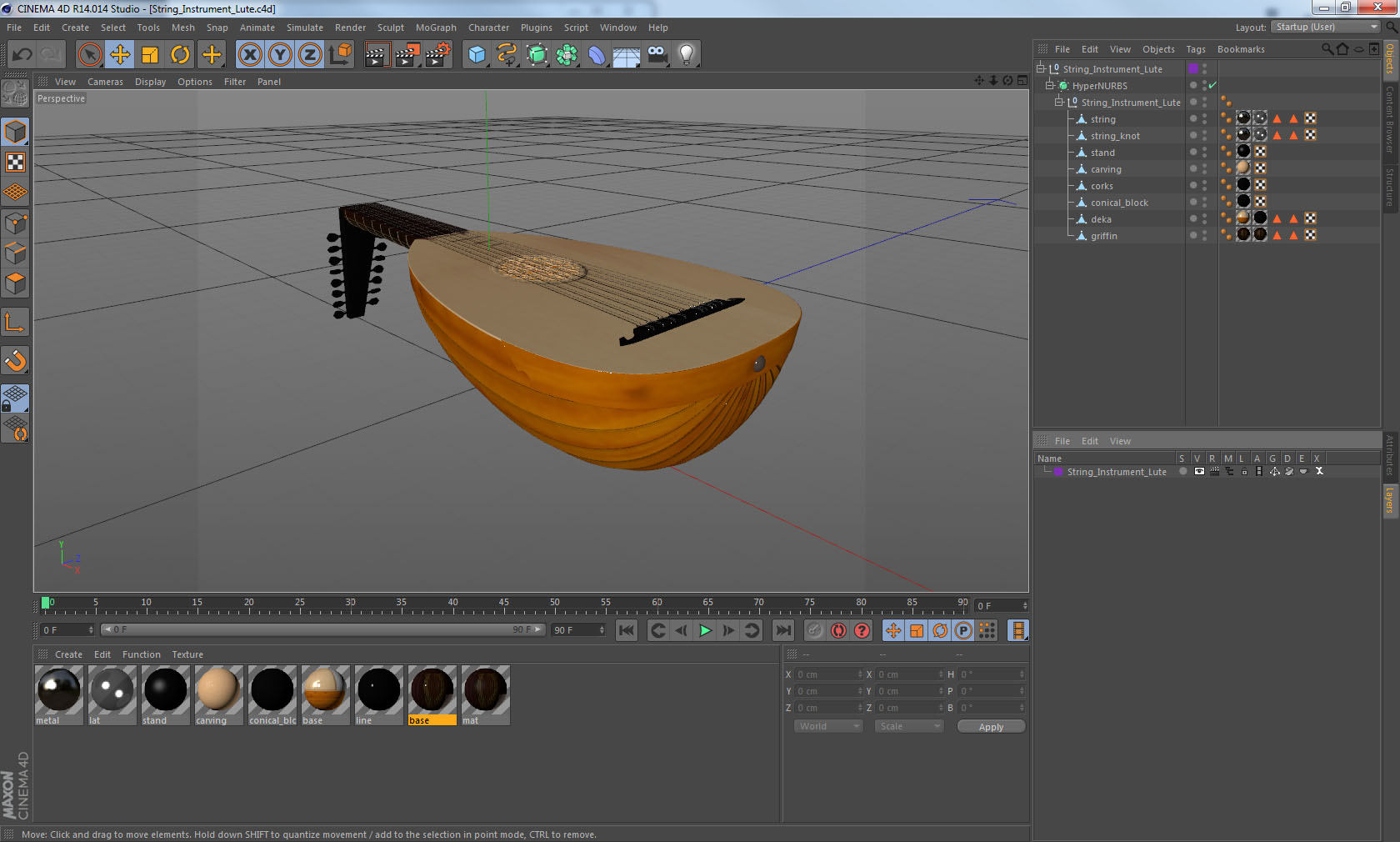 String Instrument Lute 3D