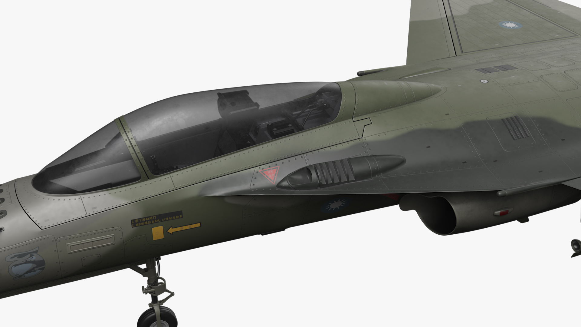 AIDC F-CK-1 Unarmed Fighter Jet Green Rigged 3D model