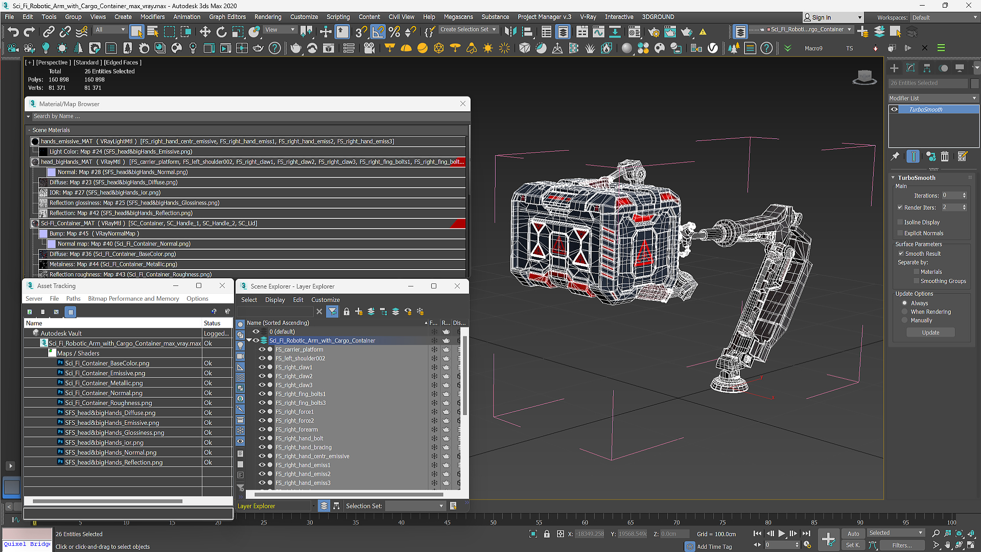 Sci-Fi Robotic Arm with Cargo Container 3D model