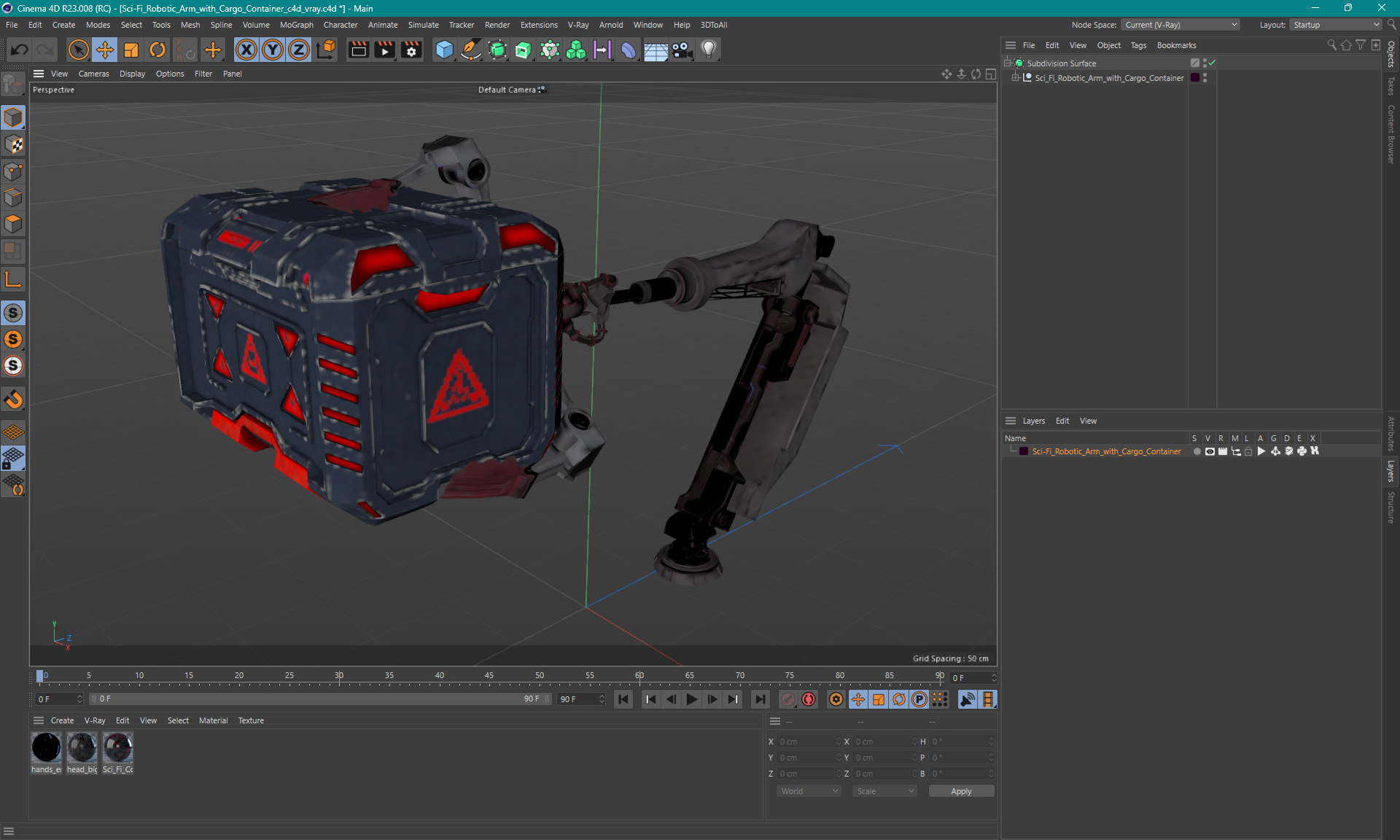 Sci-Fi Robotic Arm with Cargo Container 3D model