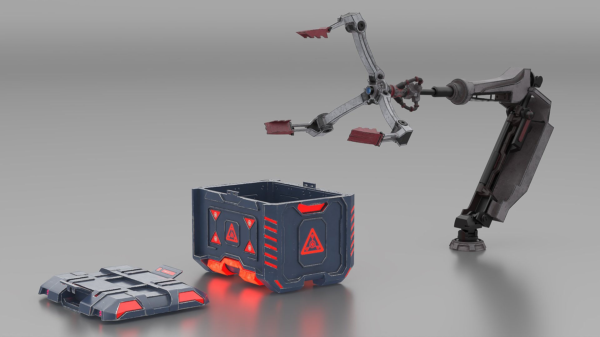 Sci-Fi Robotic Arm with Cargo Container 3D model