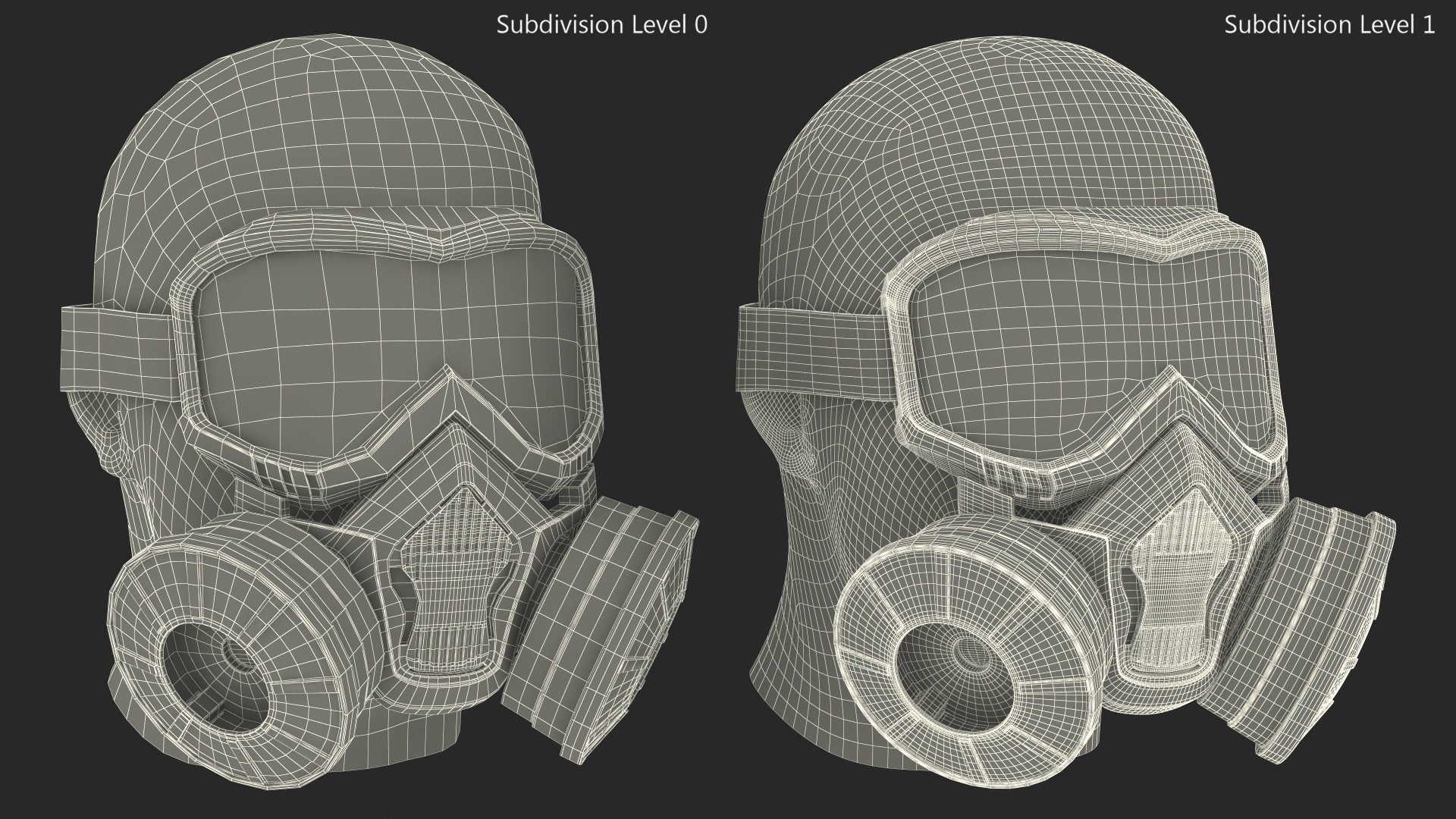 3D Mannequin Head Wearing Cyberpunk Gas Mask Purple model