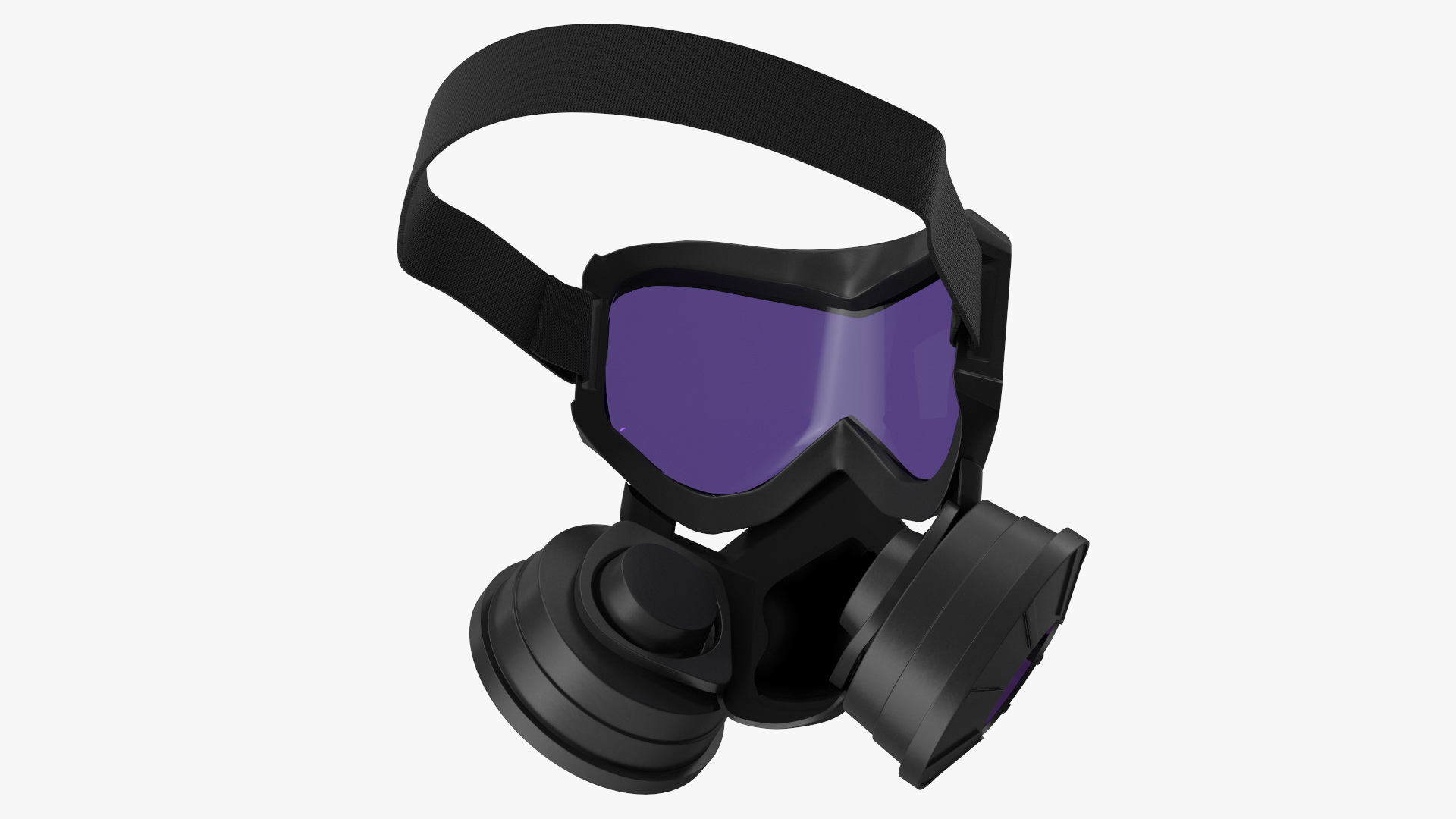 3D Mannequin Head Wearing Cyberpunk Gas Mask Purple model