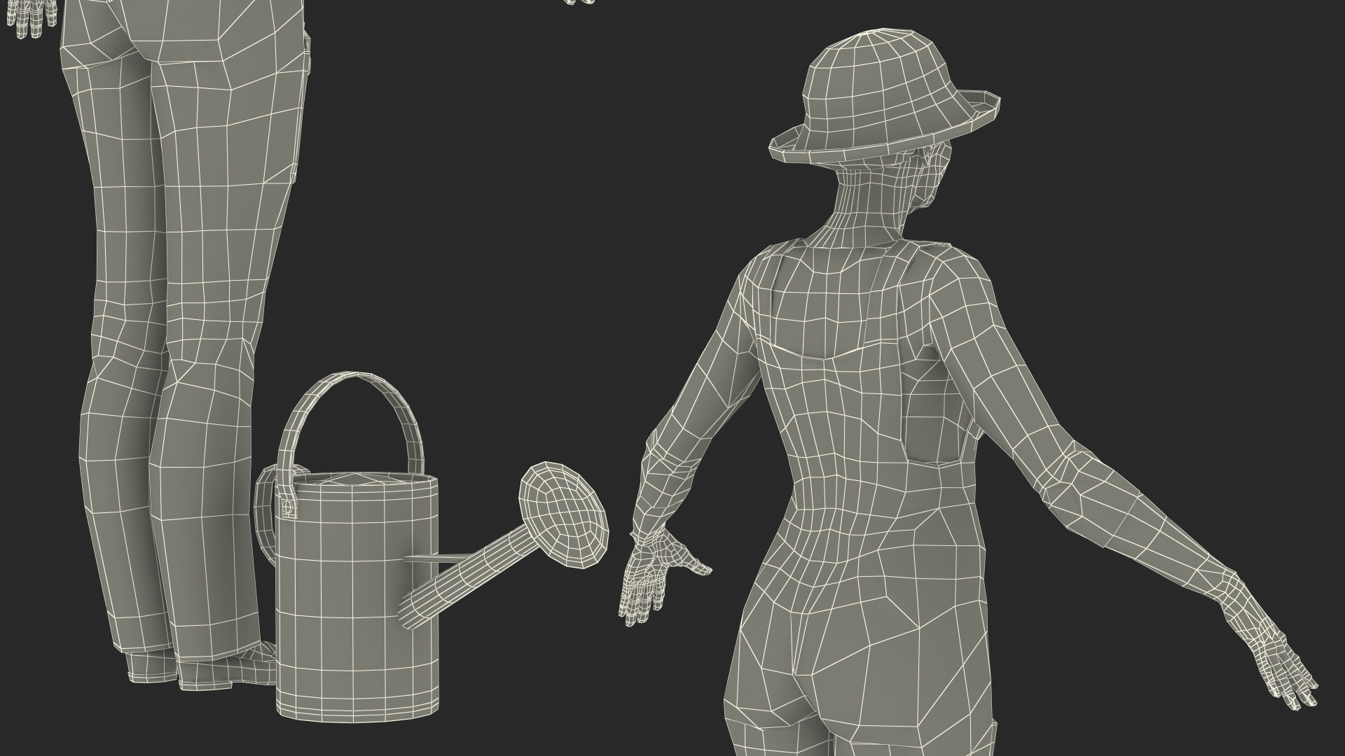 3D Gardener Asian Woman Rigged for Cinema 4D