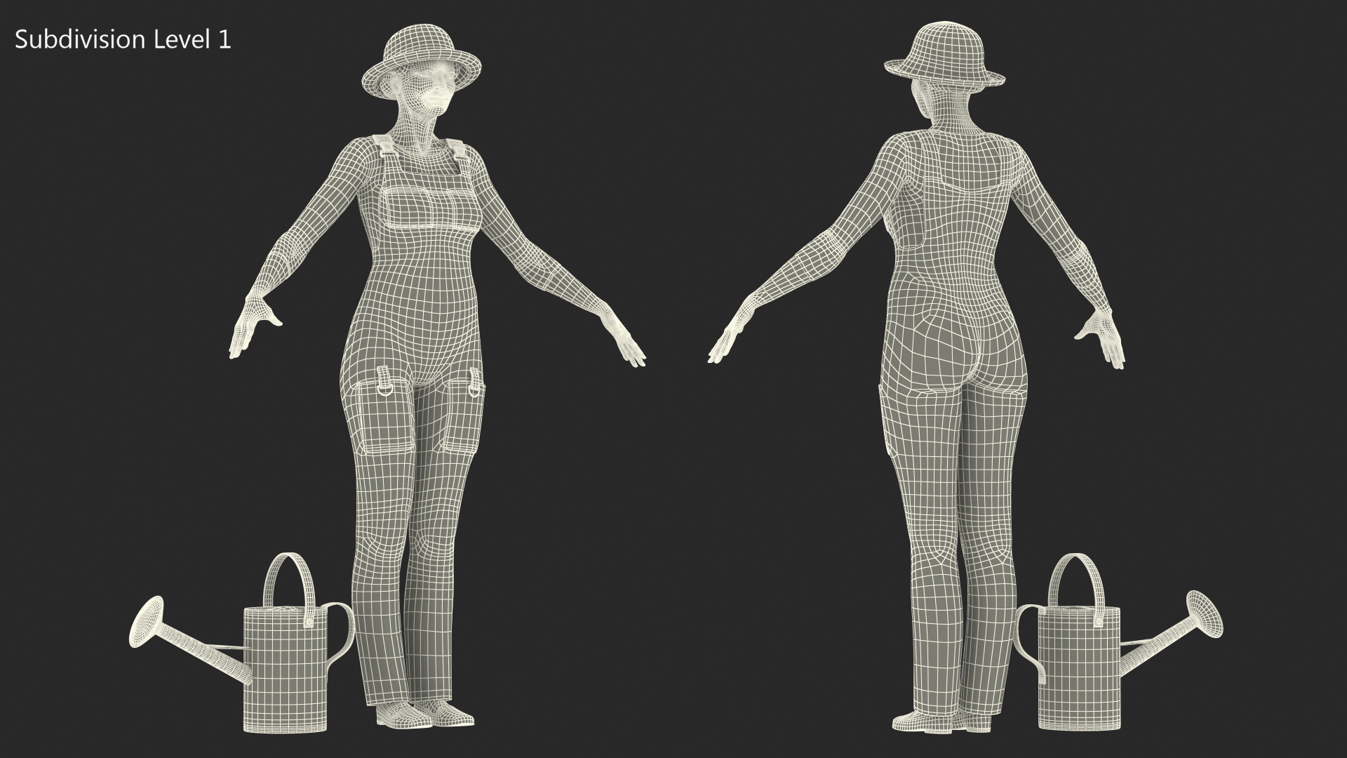 3D Gardener Asian Woman Rigged for Cinema 4D