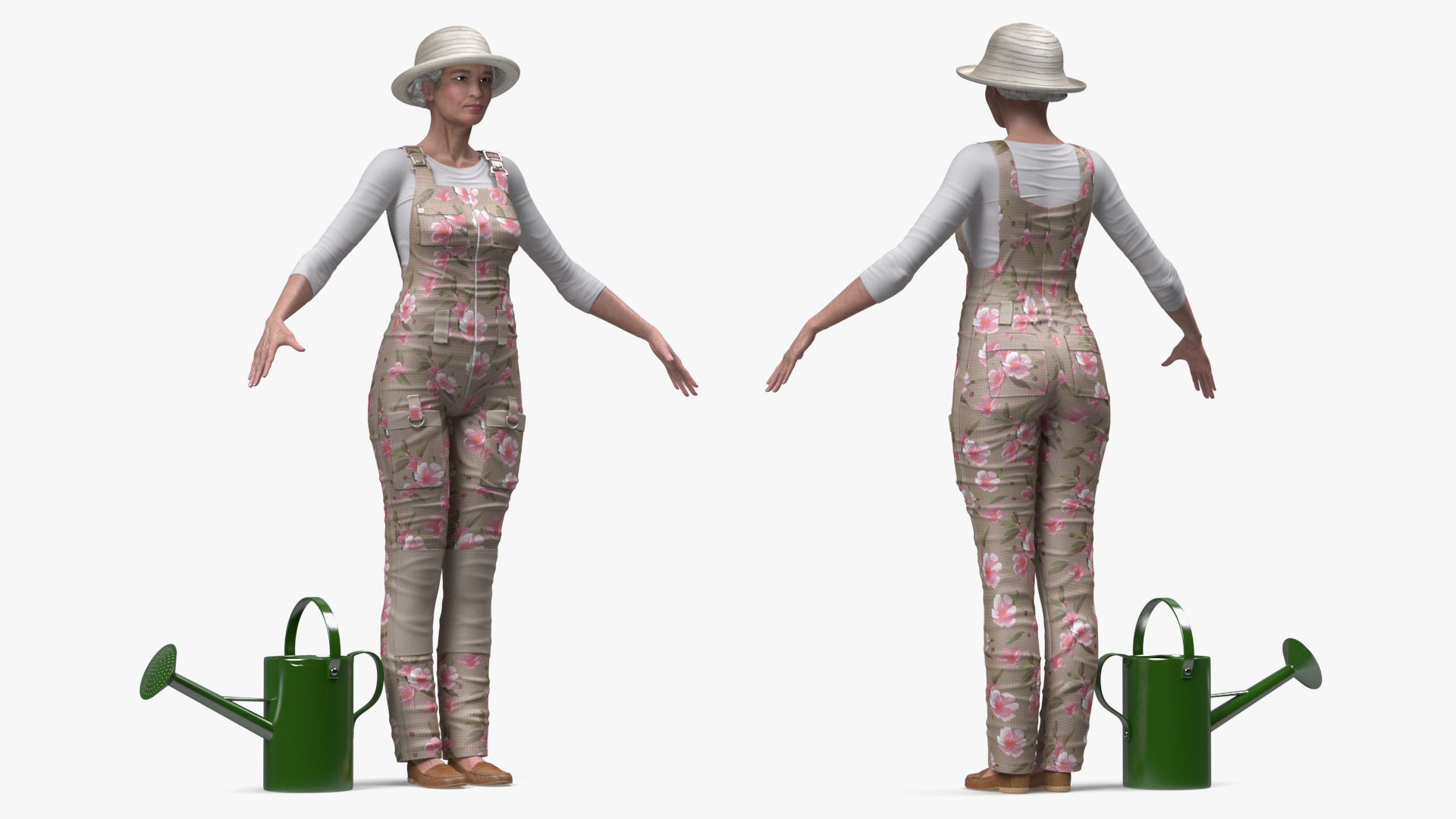 3D Gardener Asian Woman Rigged for Cinema 4D