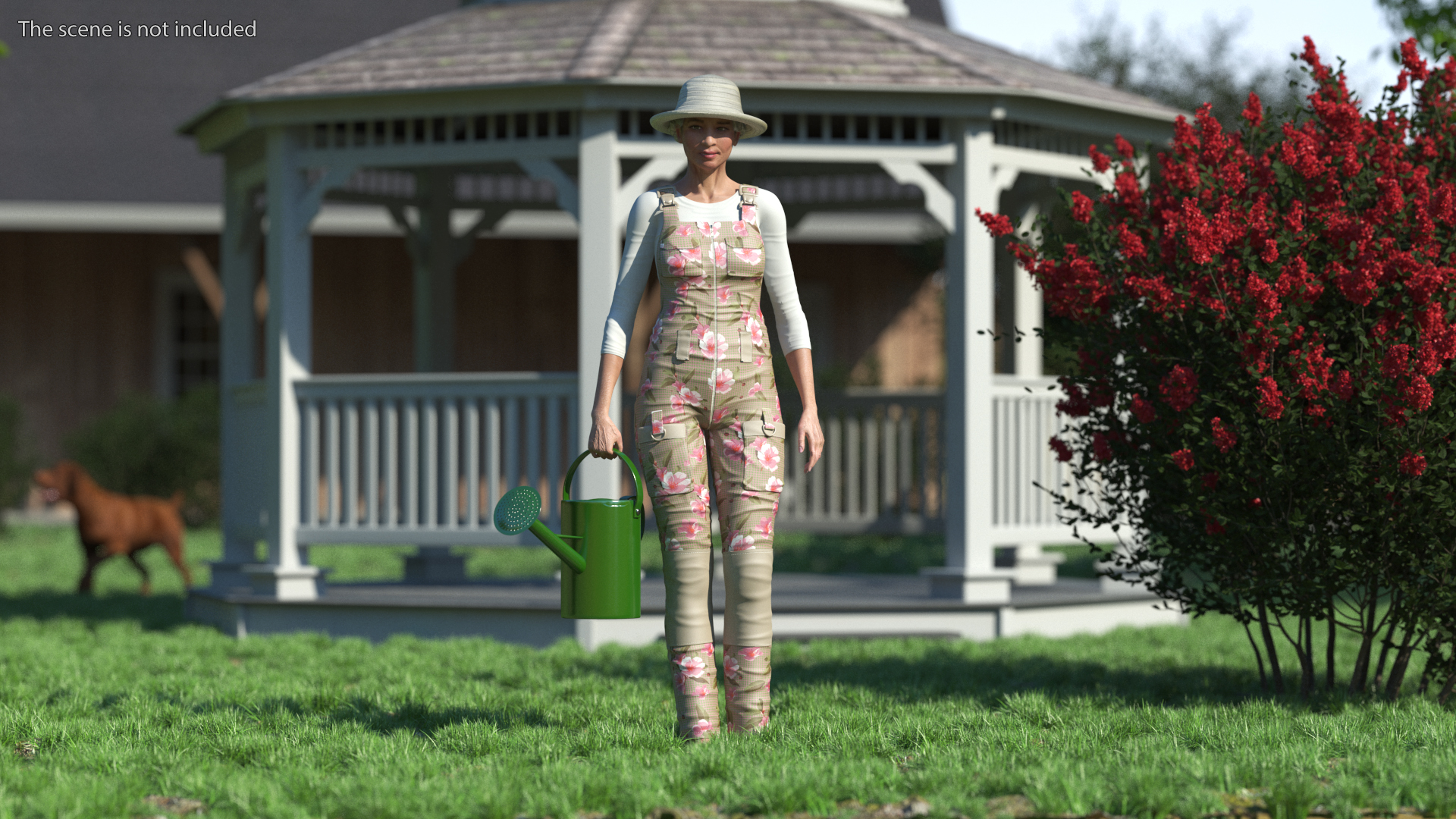 3D Gardener Asian Woman Rigged for Cinema 4D