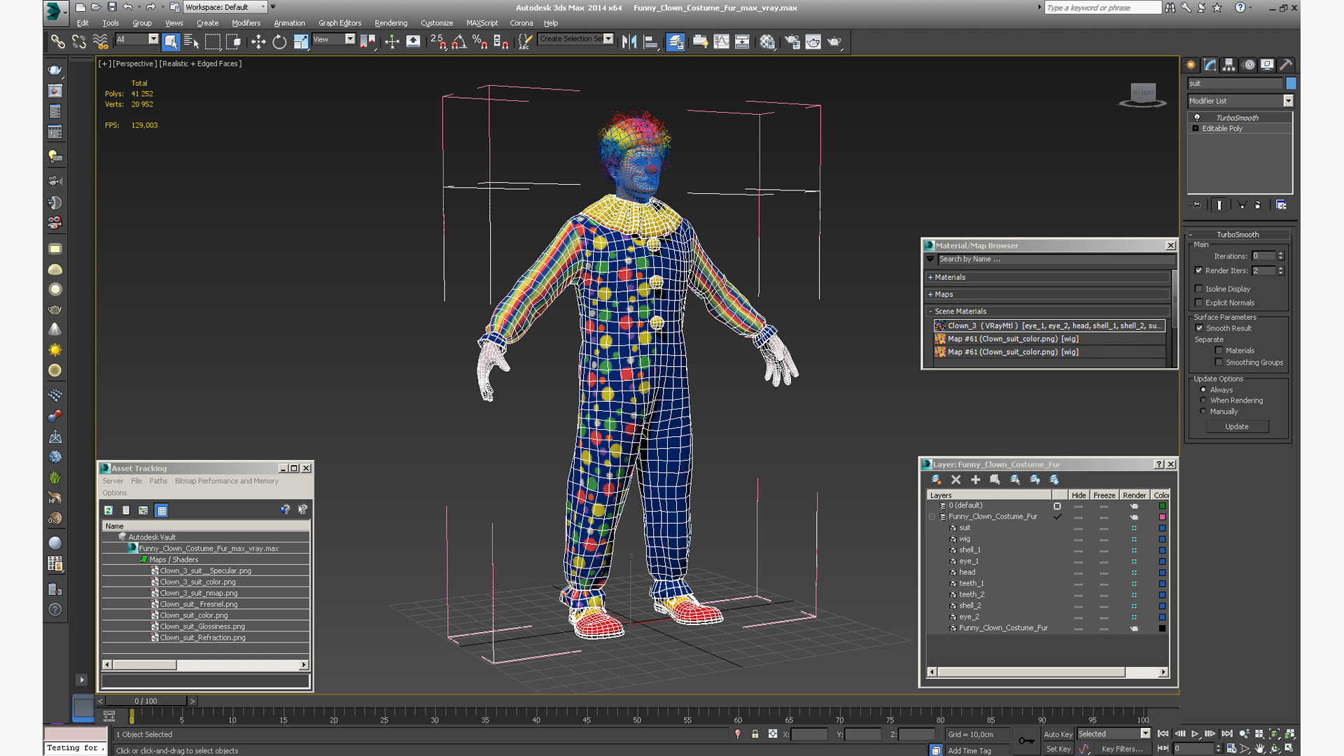 3D Funny Clown Costume Fur model