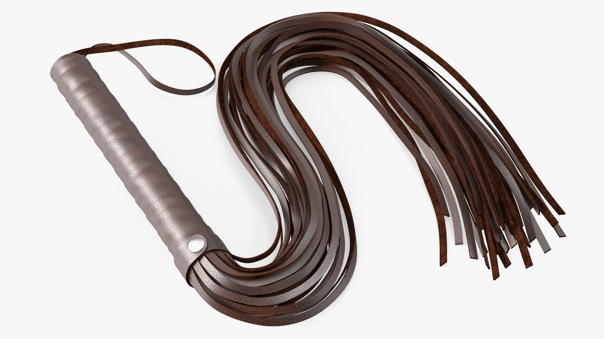 3D Folded Short Whip Brown Leather