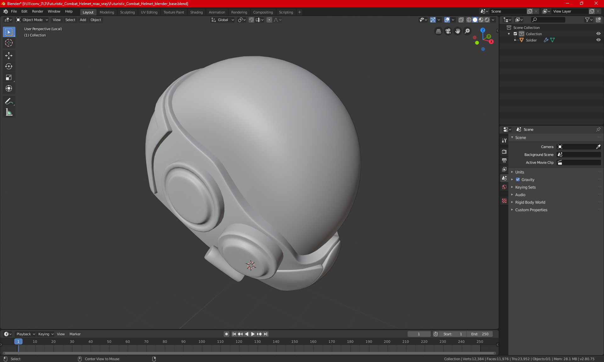 Futuristic Combat Helmet 3D model