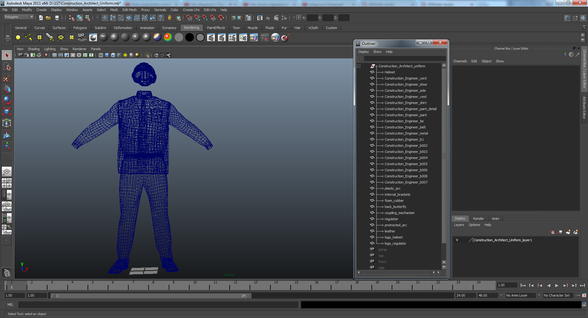 3D model Construction Architect Uniform