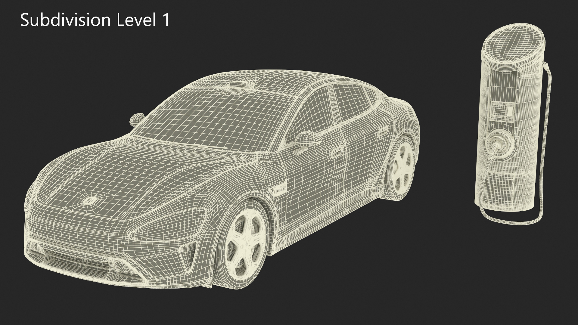 3D Electric Car Charging Station and Xiaomi Mineral Grey model