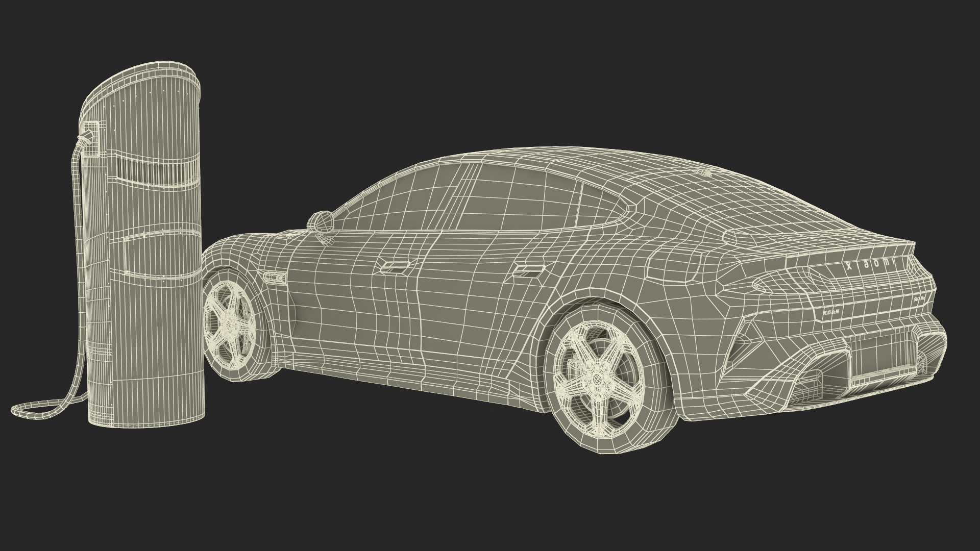 3D Electric Car Charging Station and Xiaomi Mineral Grey model