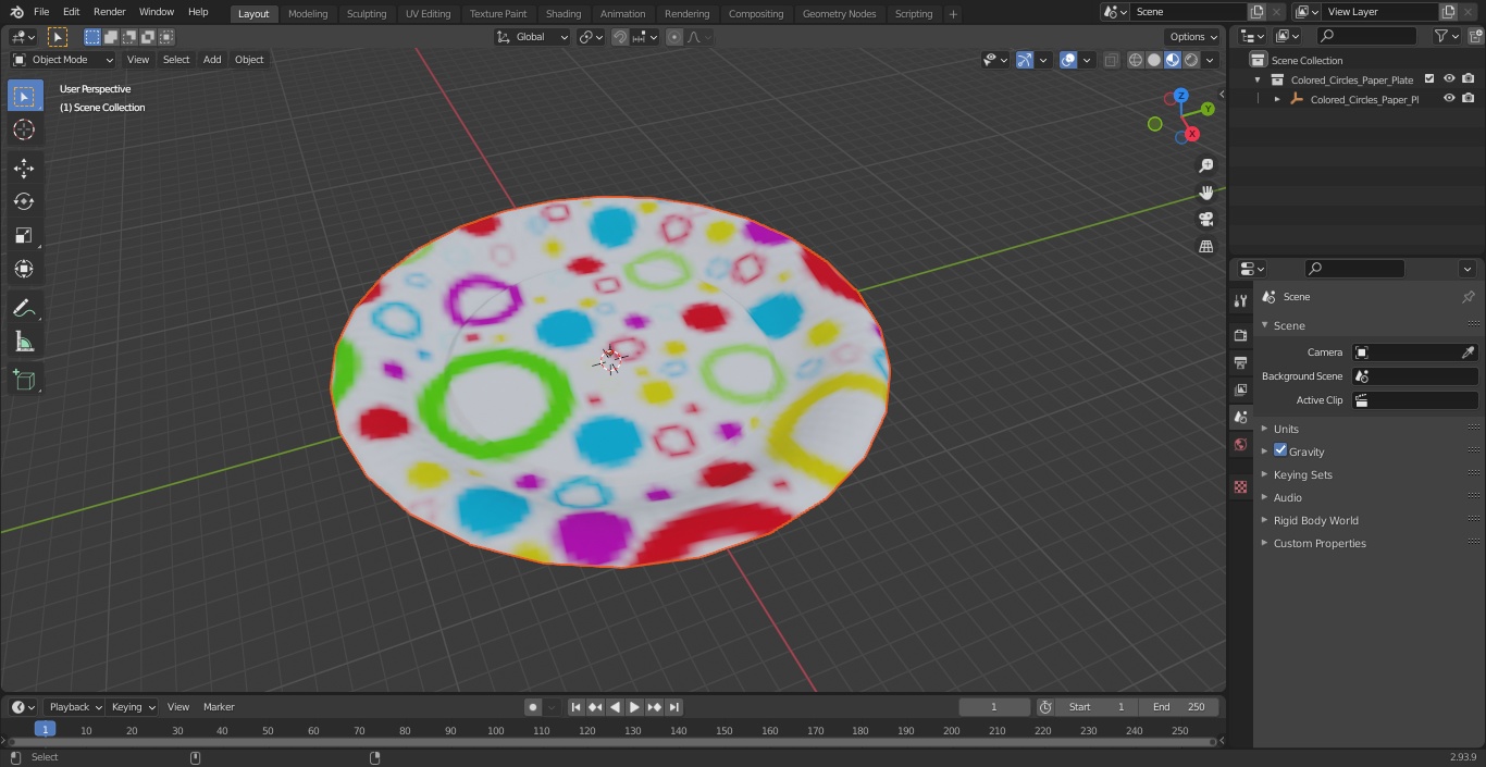 Colored Circles Paper Plate 3D