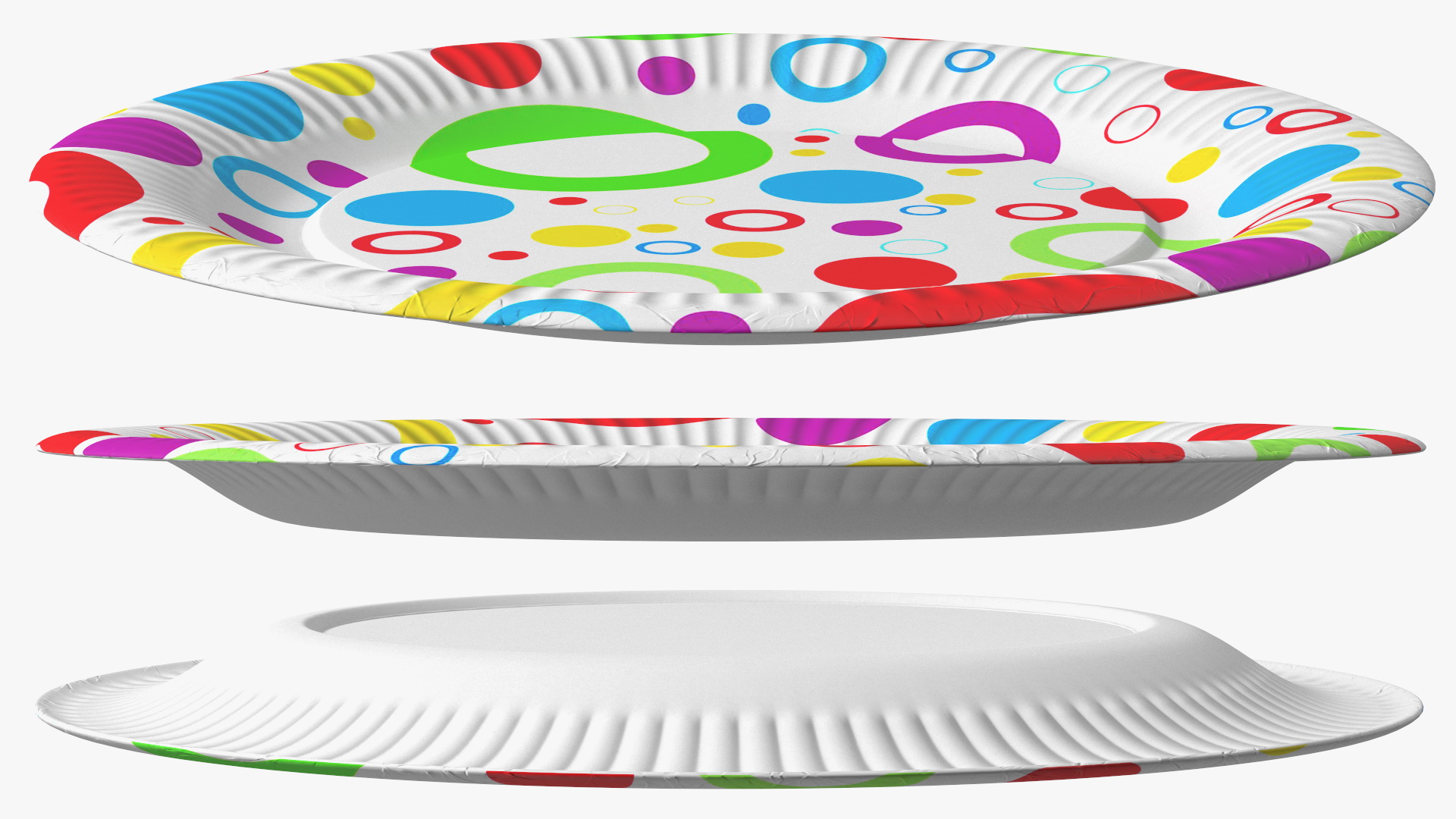 Colored Circles Paper Plate 3D