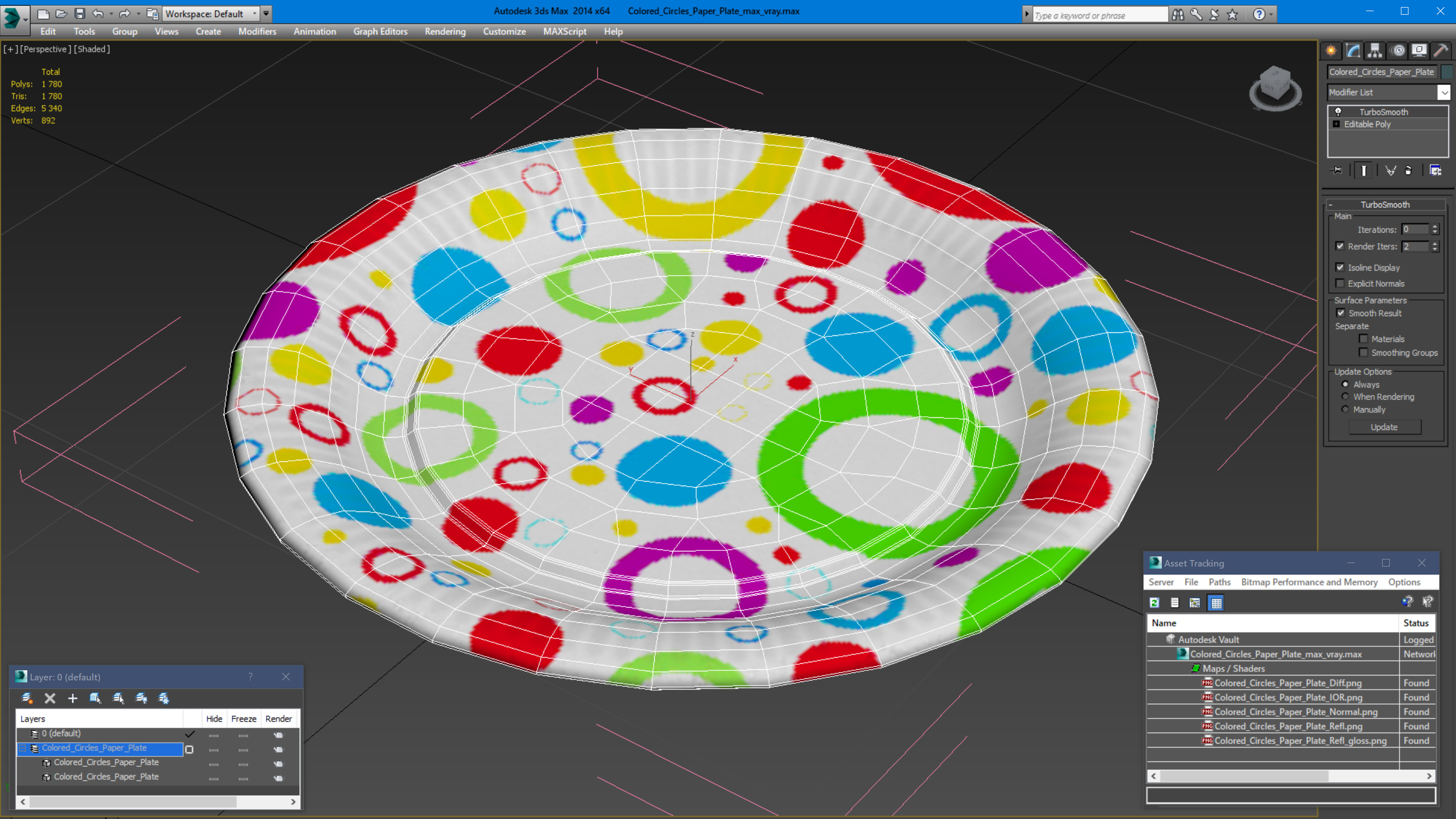 Colored Circles Paper Plate 3D