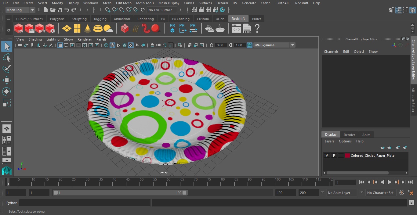 Colored Circles Paper Plate 3D