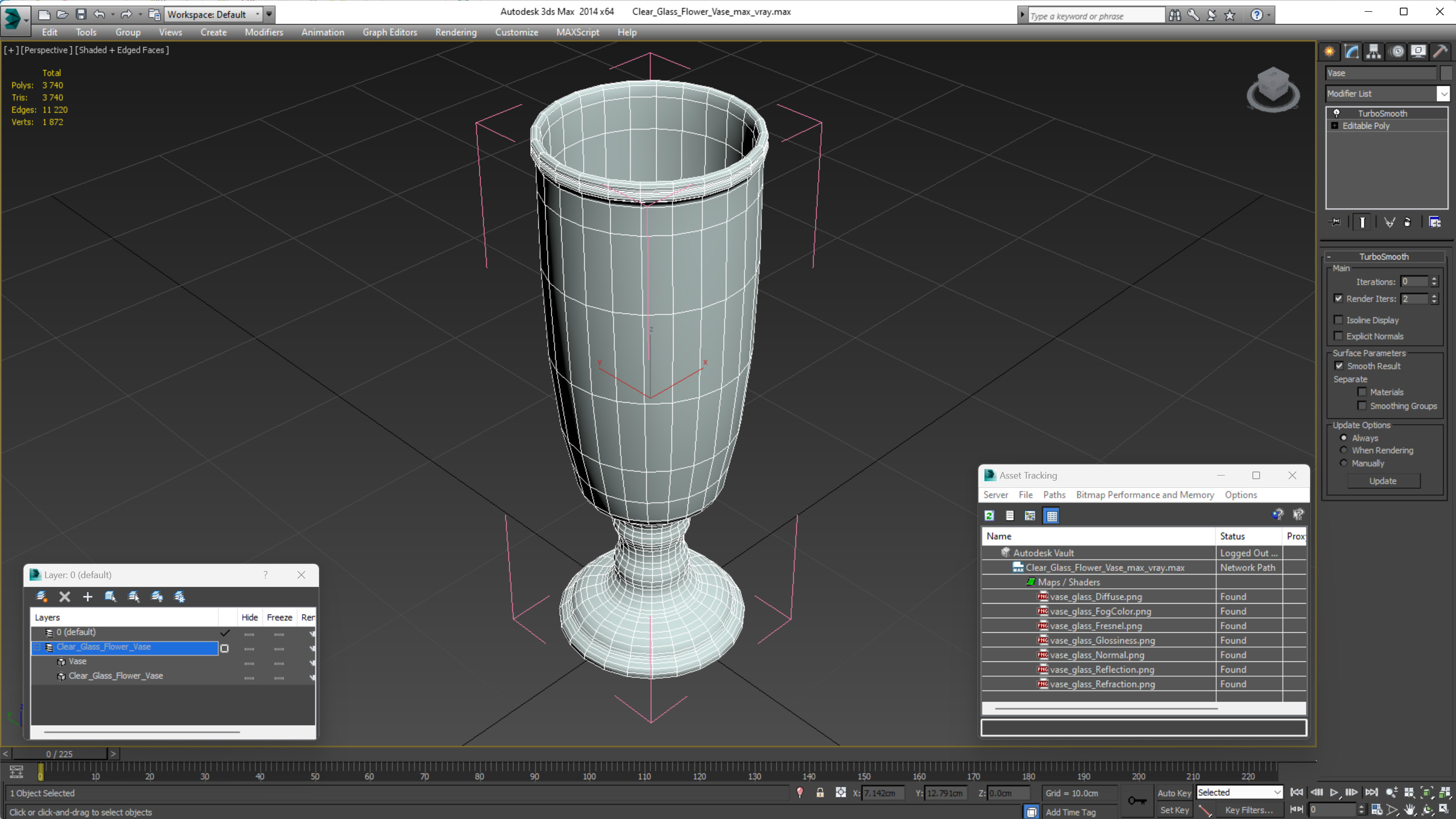 3D Clear Glass Flower Vase model