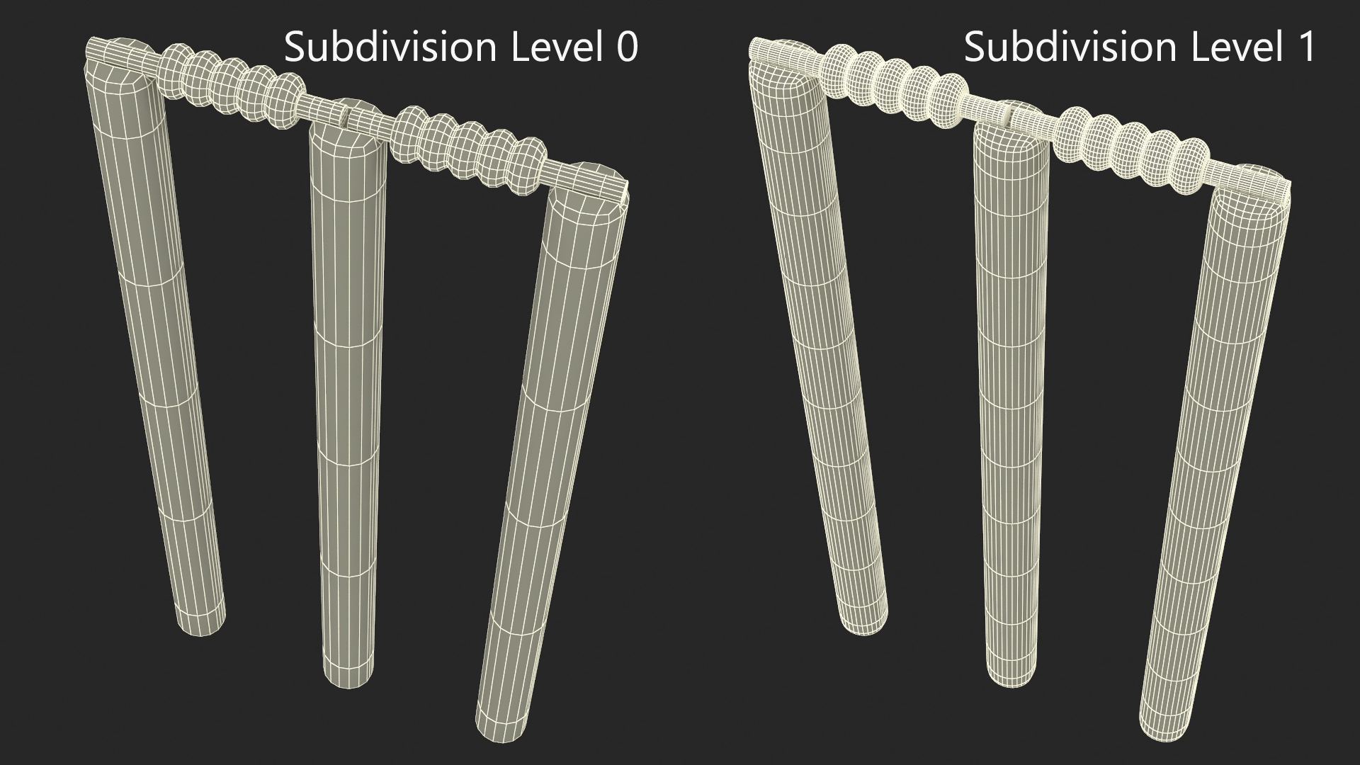 3D Wooden Cricket Stumps