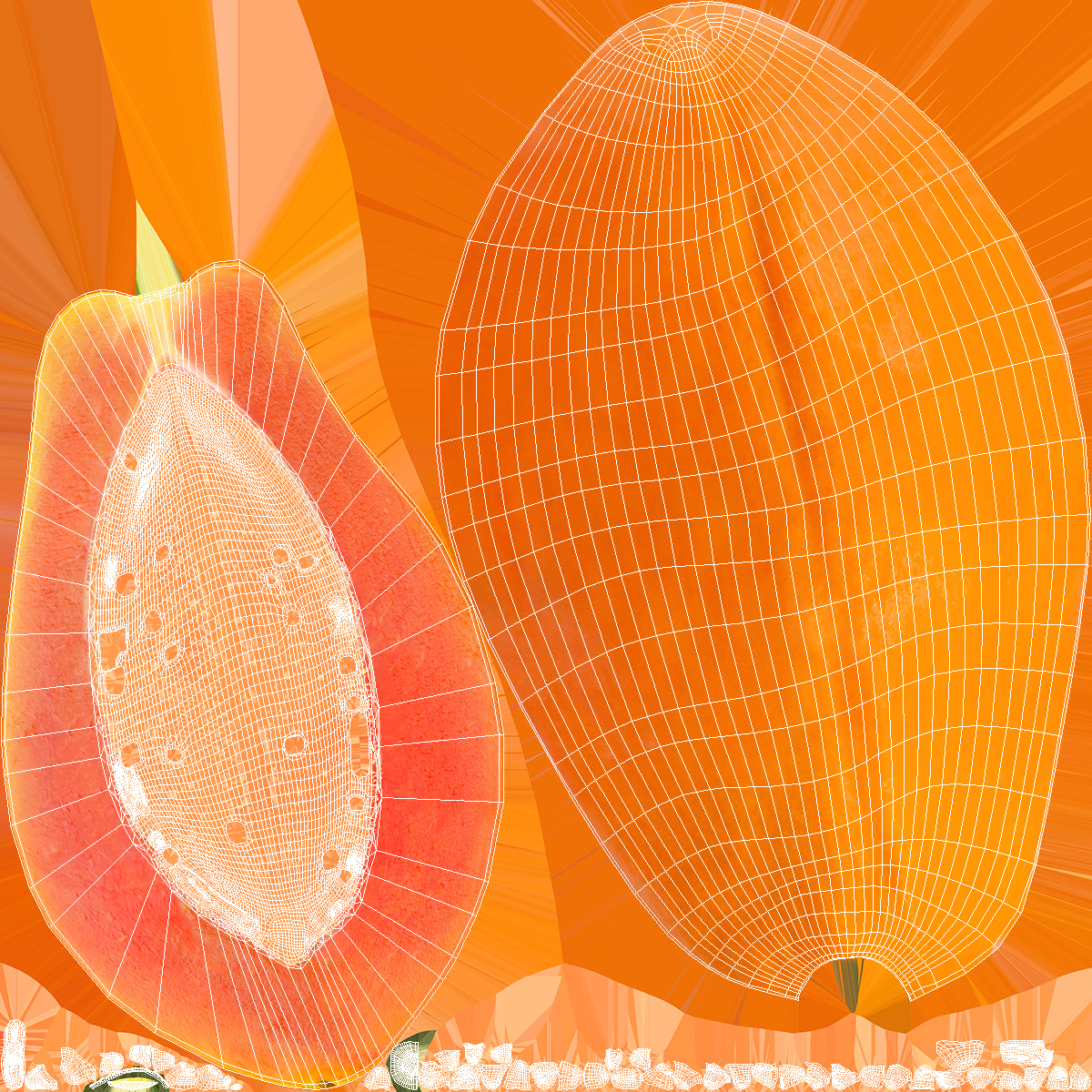 Papaya Half Fruit Orange 3D model