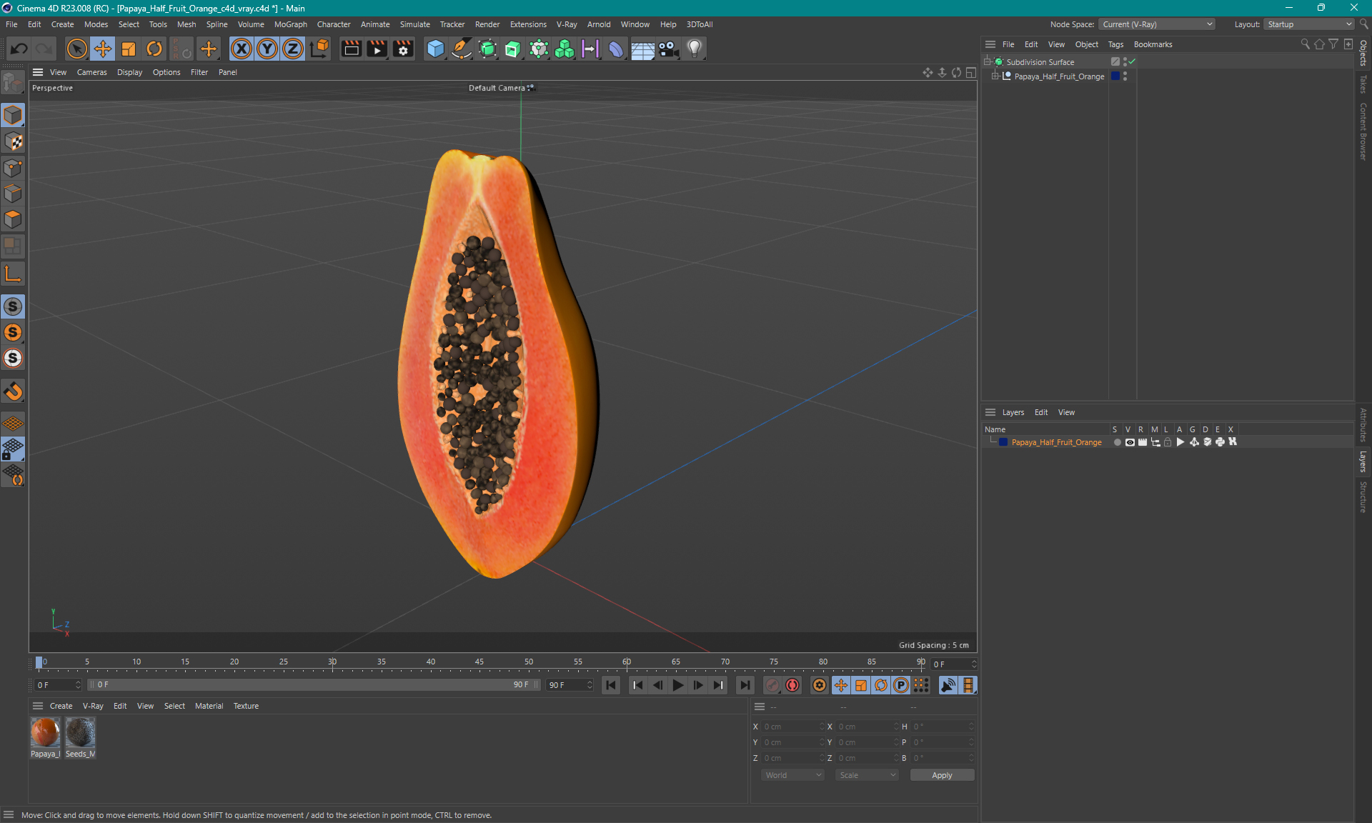 Papaya Half Fruit Orange 3D model