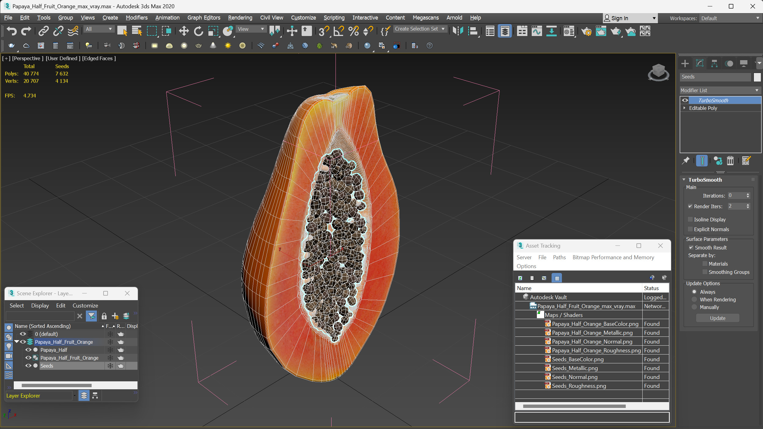 Papaya Half Fruit Orange 3D model