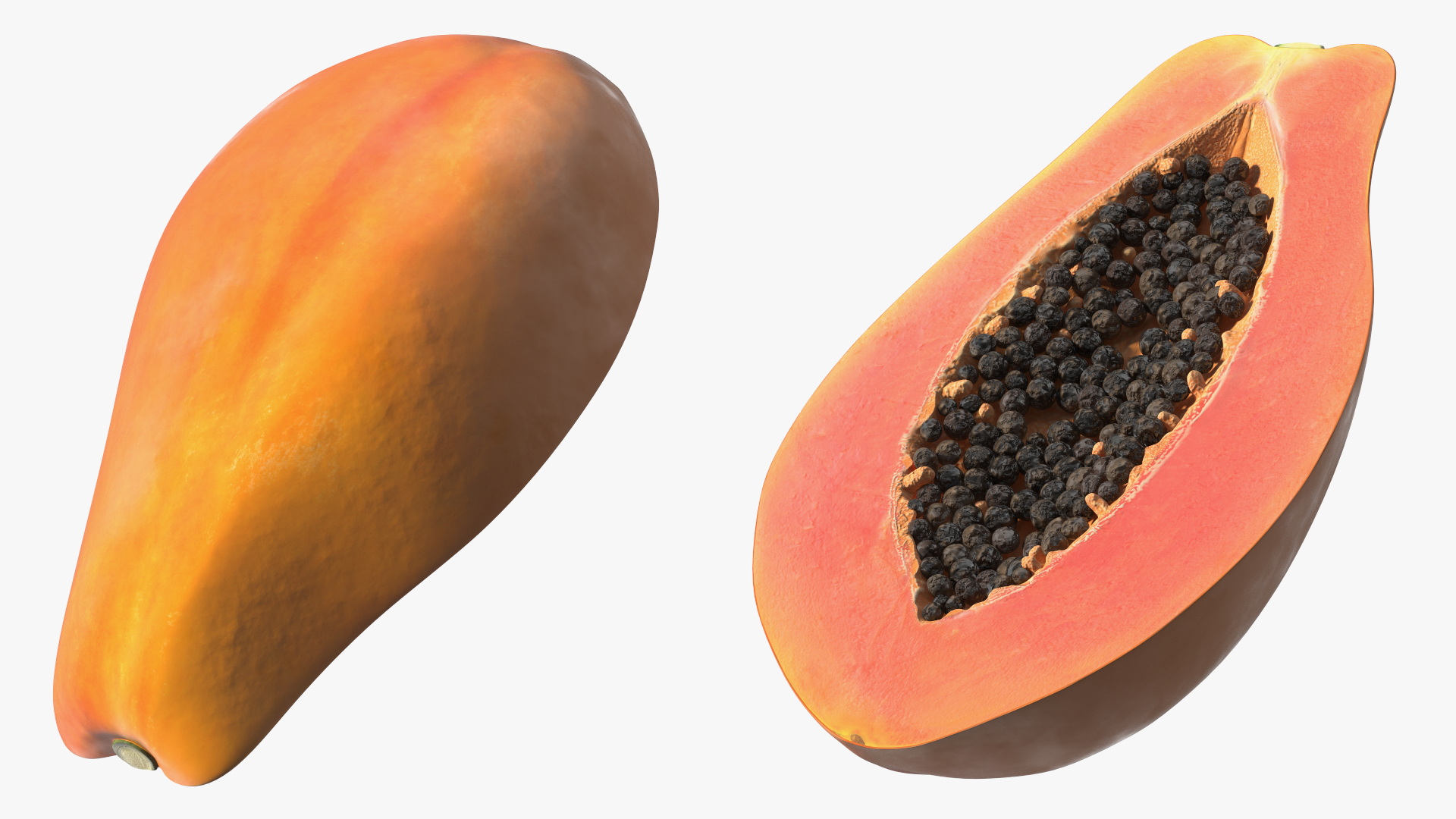 Papaya Half Fruit Orange 3D model