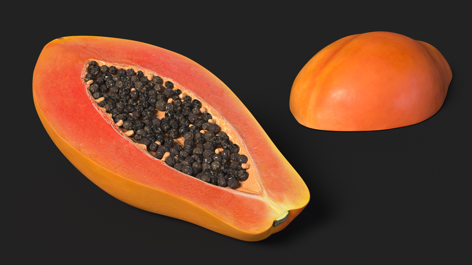 Papaya Half Fruit Orange 3D model