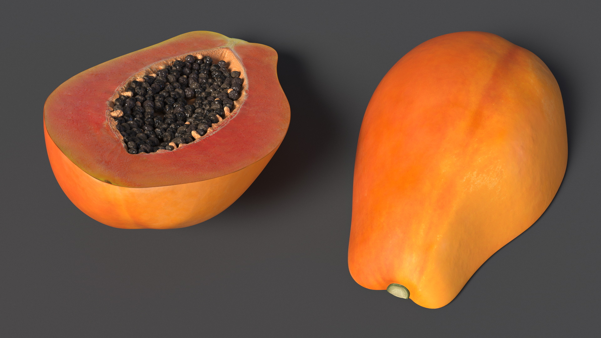 Papaya Half Fruit Orange 3D model