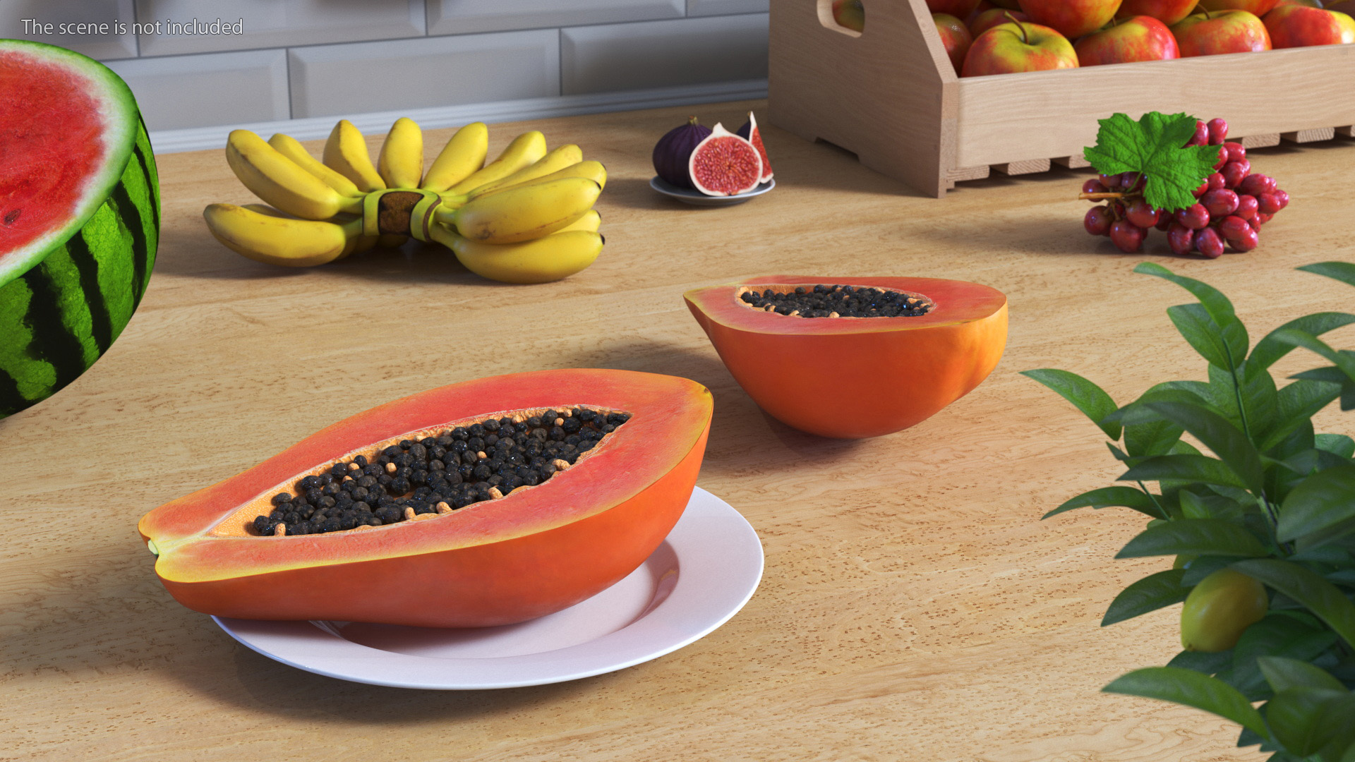 Papaya Half Fruit Orange 3D model