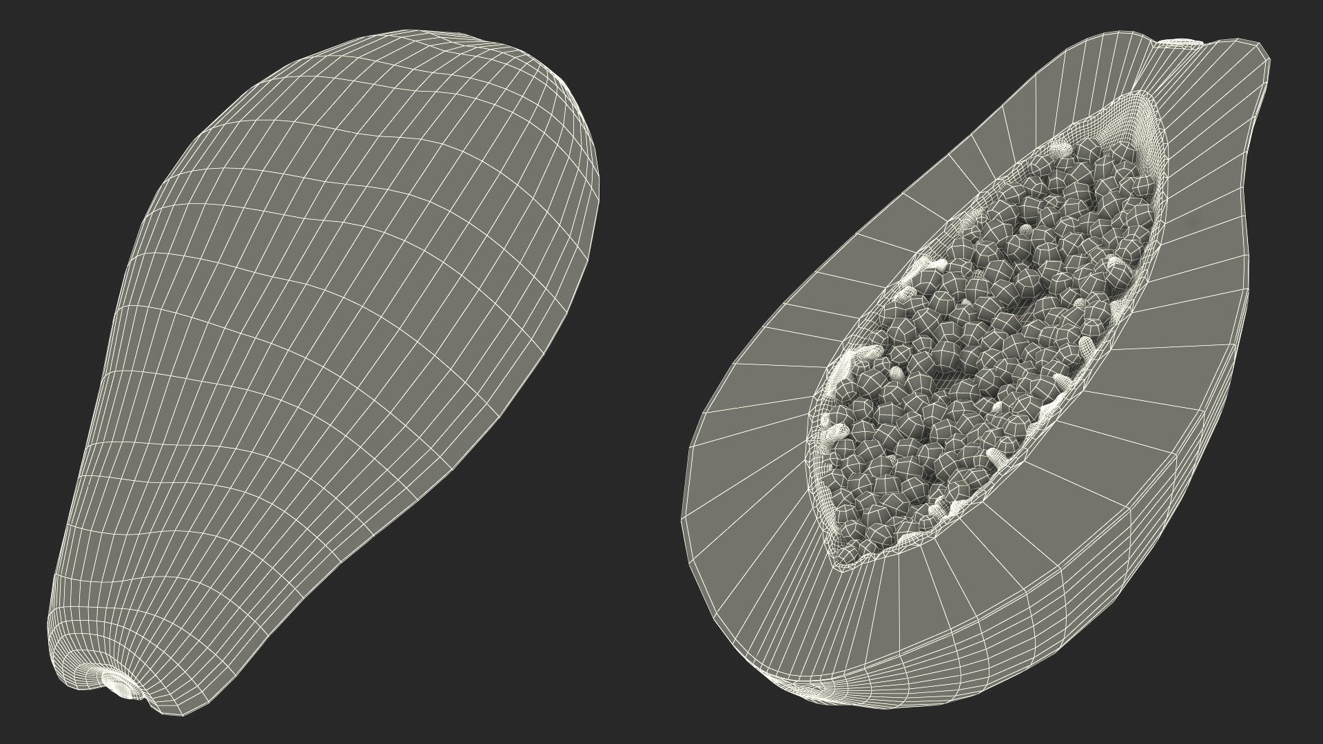 Papaya Half Fruit Orange 3D model