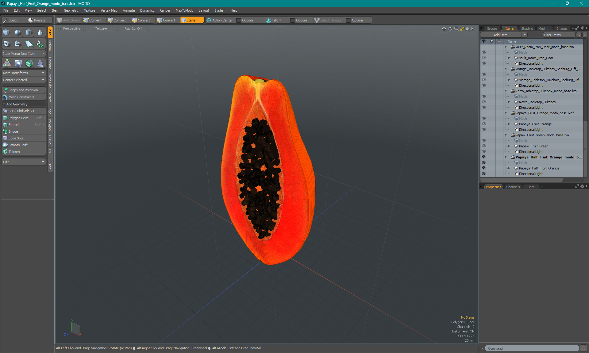 Papaya Half Fruit Orange 3D model